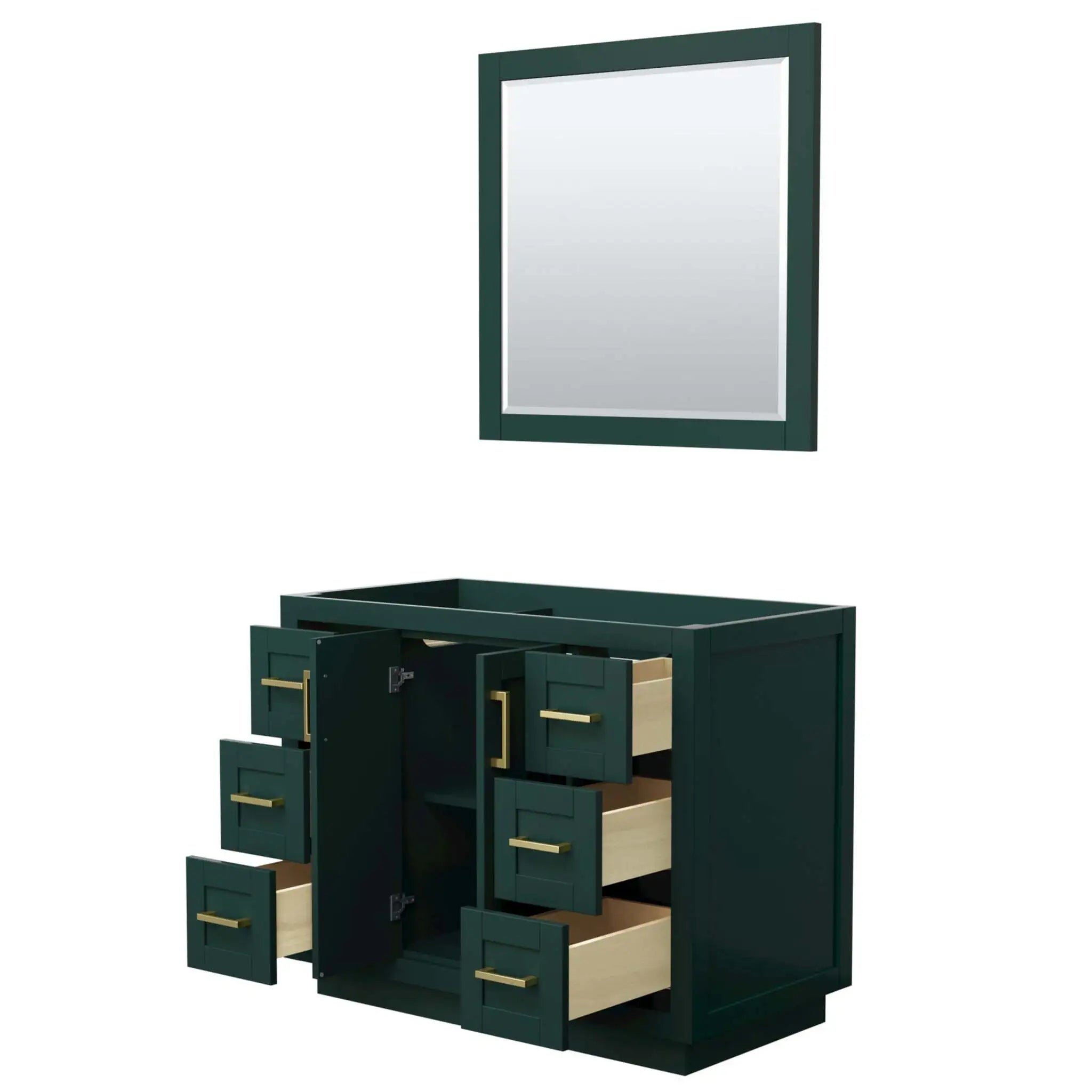 42" Miranda Single Bathroom Vanity in Green with Brushed Gold Trim & 34" Mirror by Wyndham
