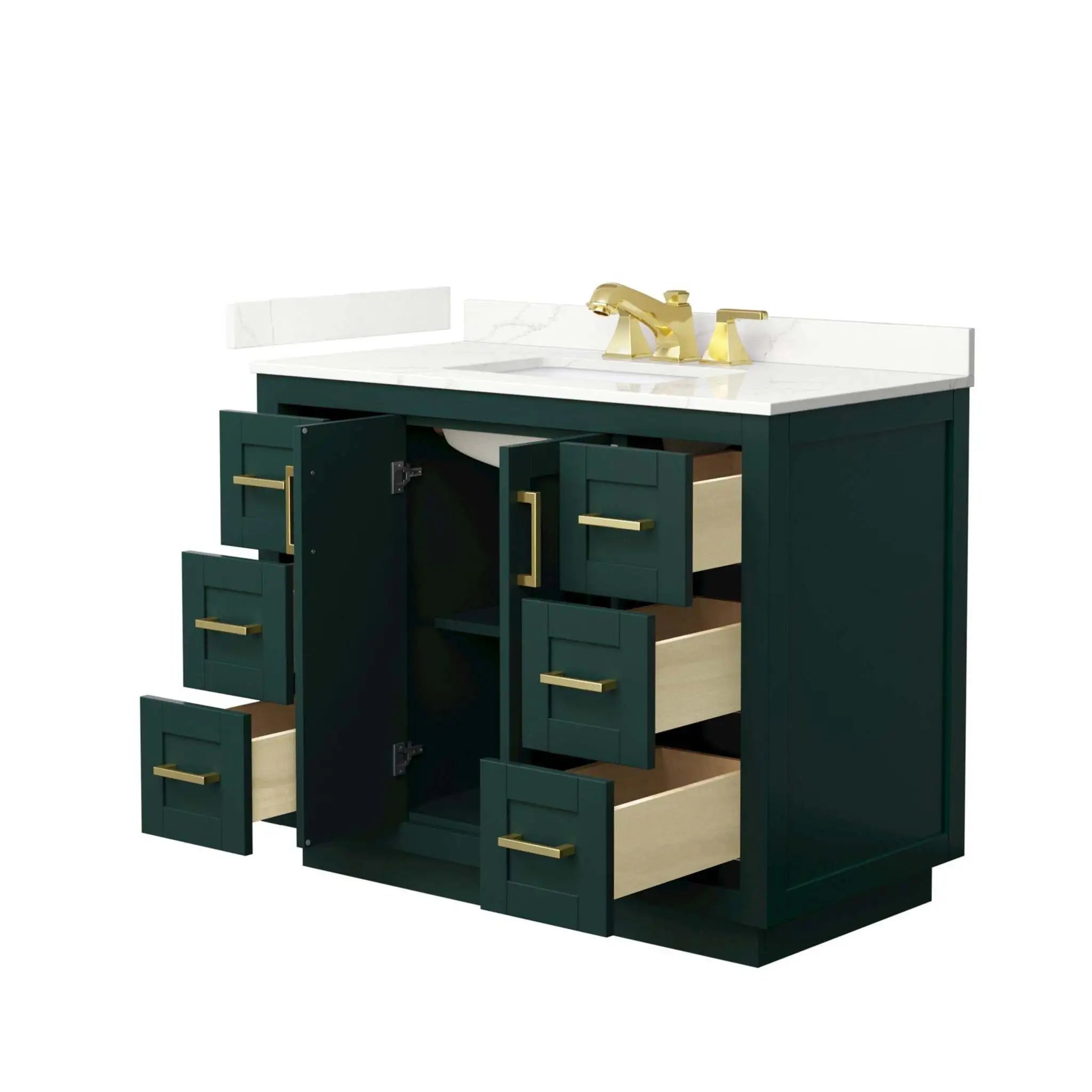 42" Miranda Single Bathroom Vanity in Green with Brushed Gold Trim by Wyndham