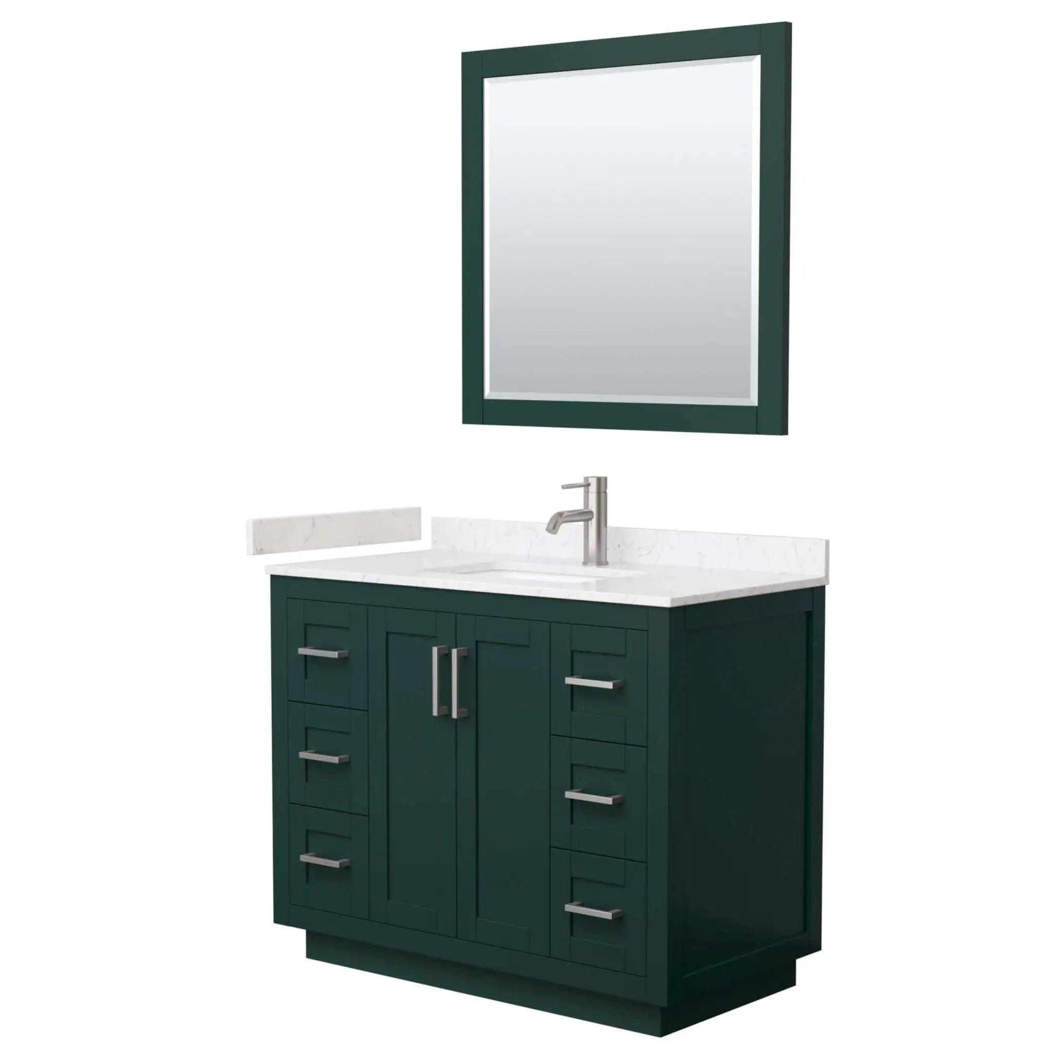 42" Miranda Single Bathroom Vanity in Green with Brushed Nickel Trim & 34" Mirror by Wyndham