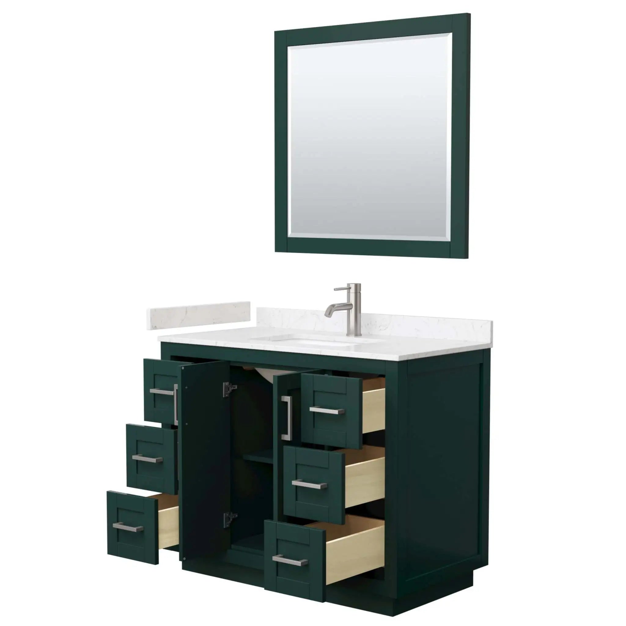 42" Miranda Single Bathroom Vanity in Green with Brushed Nickel Trim & 34" Mirror by Wyndham