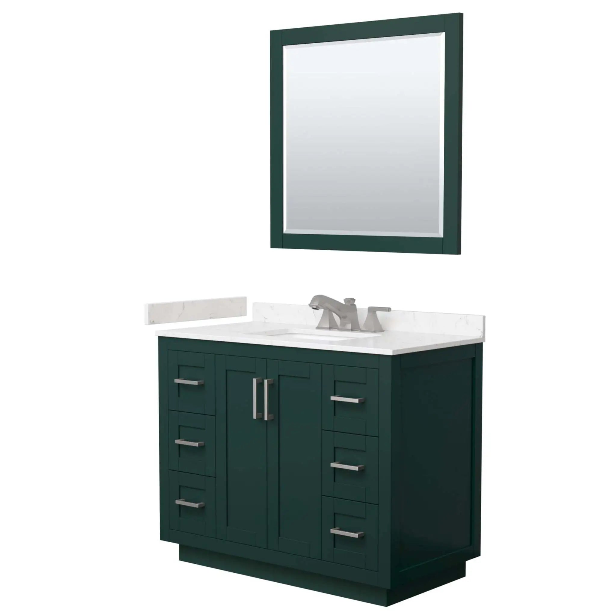 42" Miranda Single Bathroom Vanity in Green with Brushed Nickel Trim & 34" Mirror by Wyndham