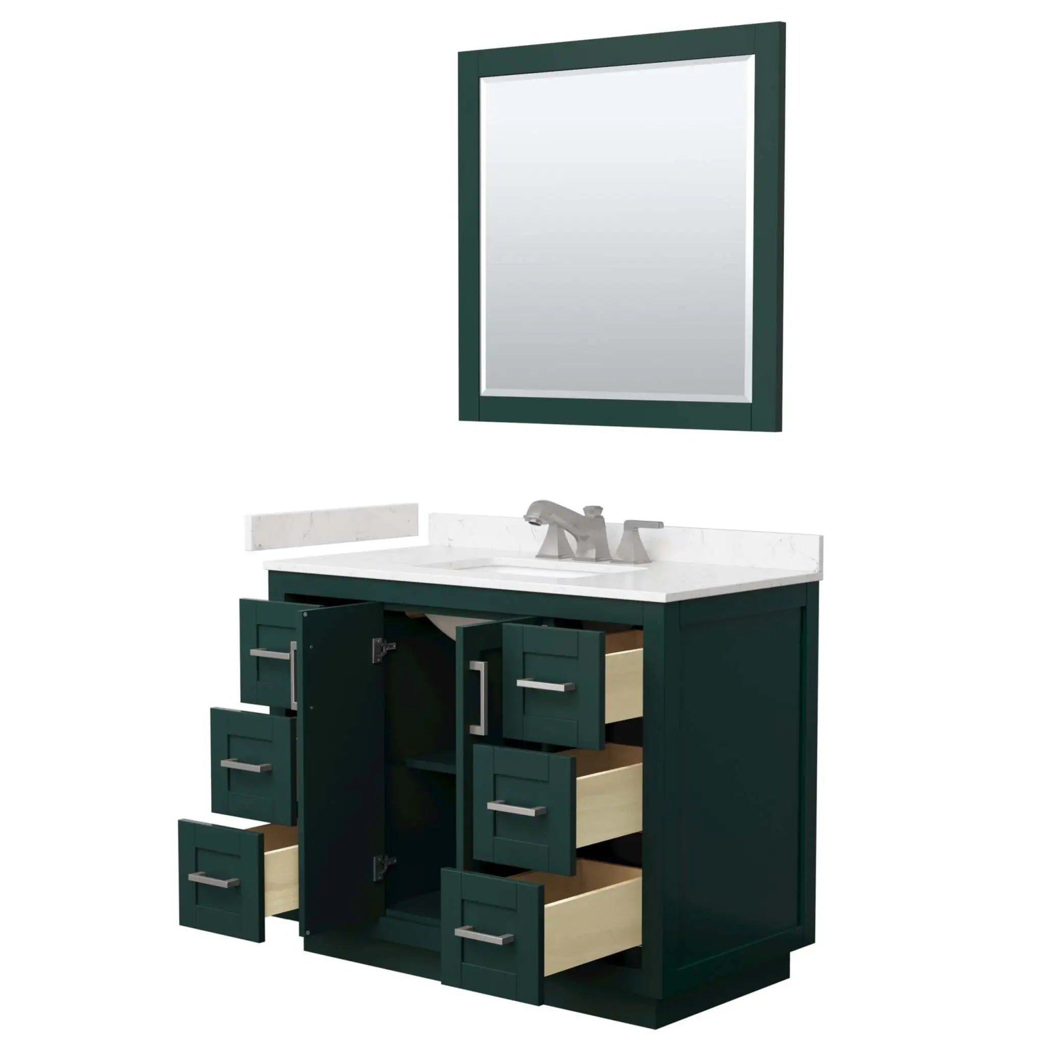 42" Miranda Single Bathroom Vanity in Green with Brushed Nickel Trim & 34" Mirror by Wyndham