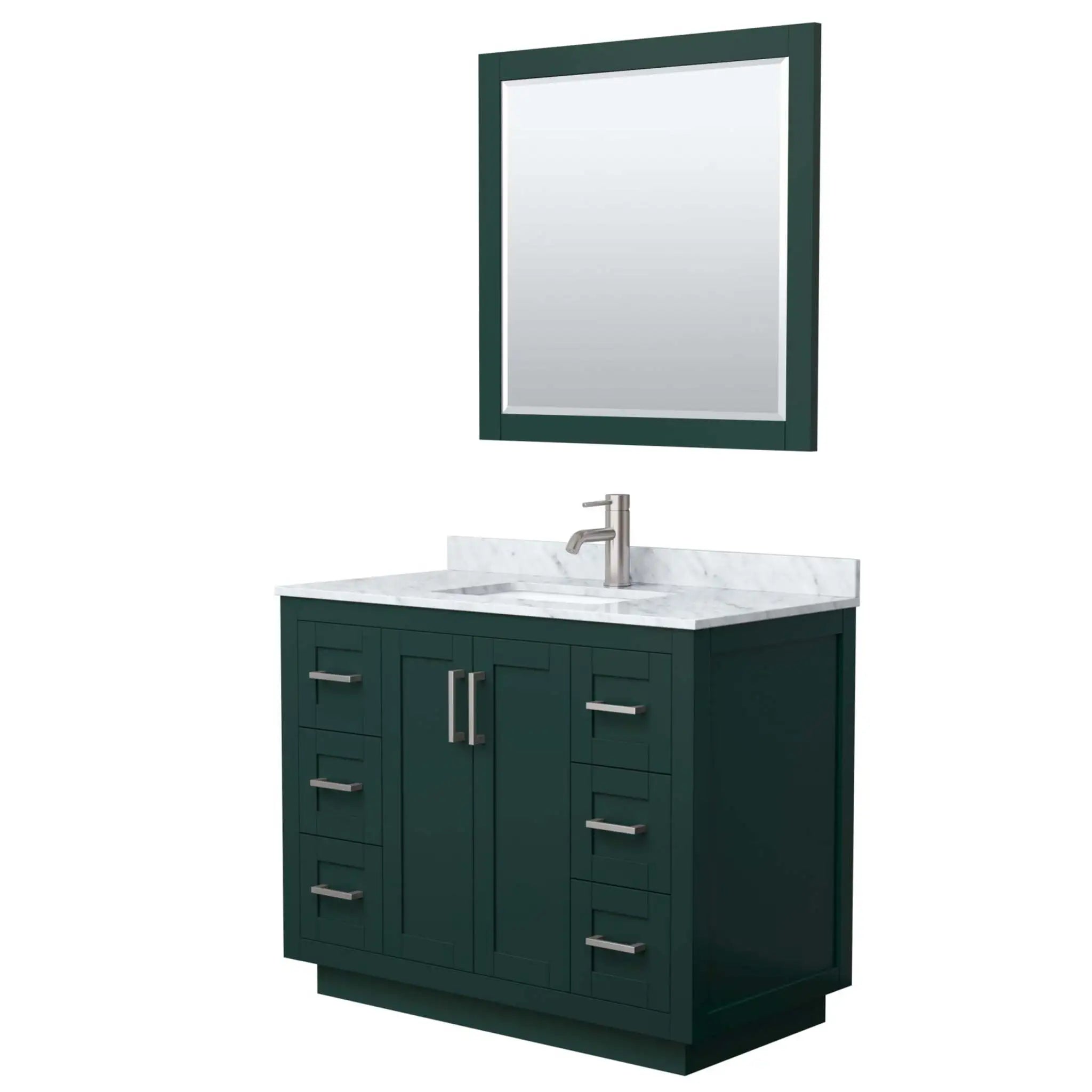 42" Miranda Single Bathroom Vanity in Green with Brushed Nickel Trim & 34" Mirror by Wyndham