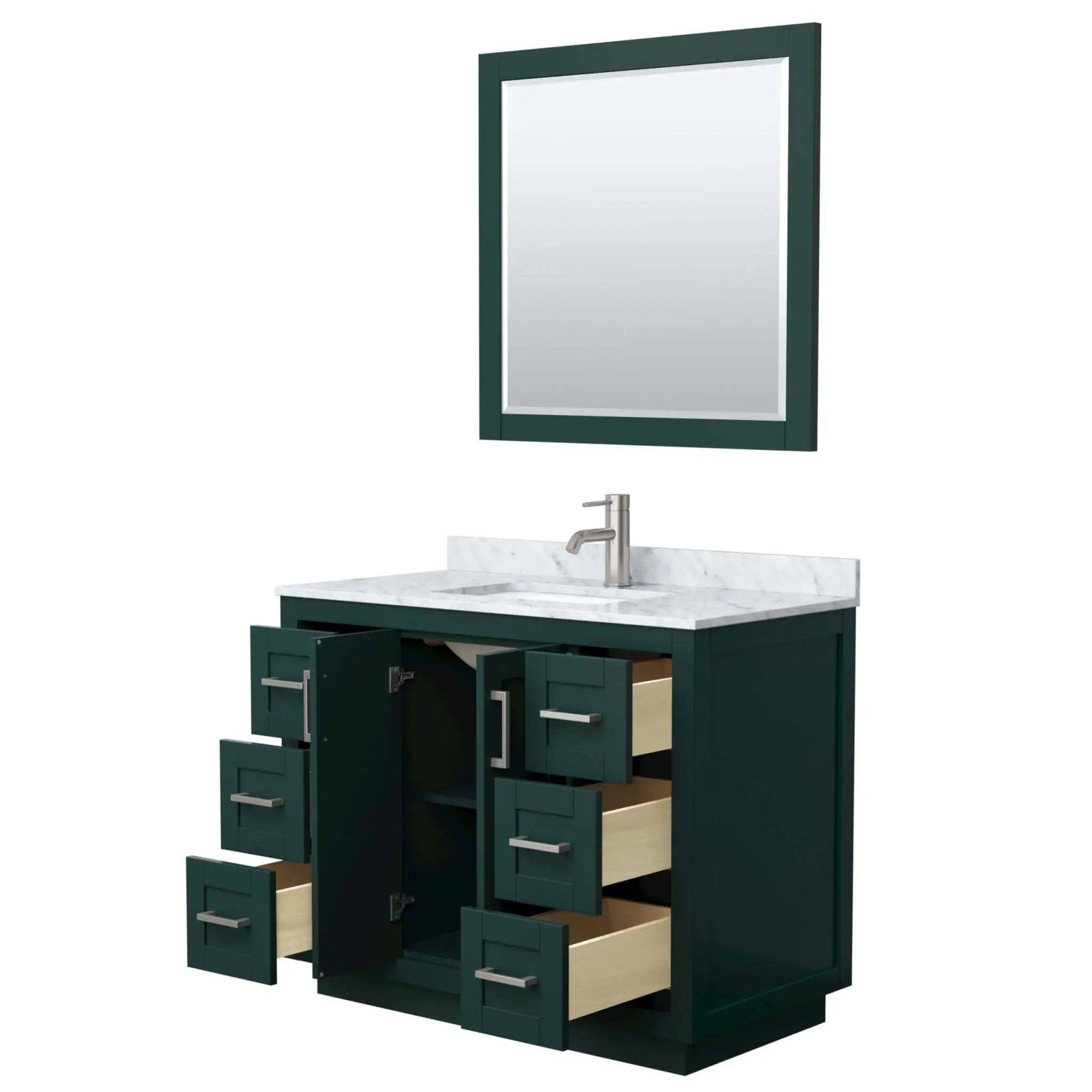 42" Miranda Single Bathroom Vanity in Green with Brushed Nickel Trim & 34" Mirror by Wyndham