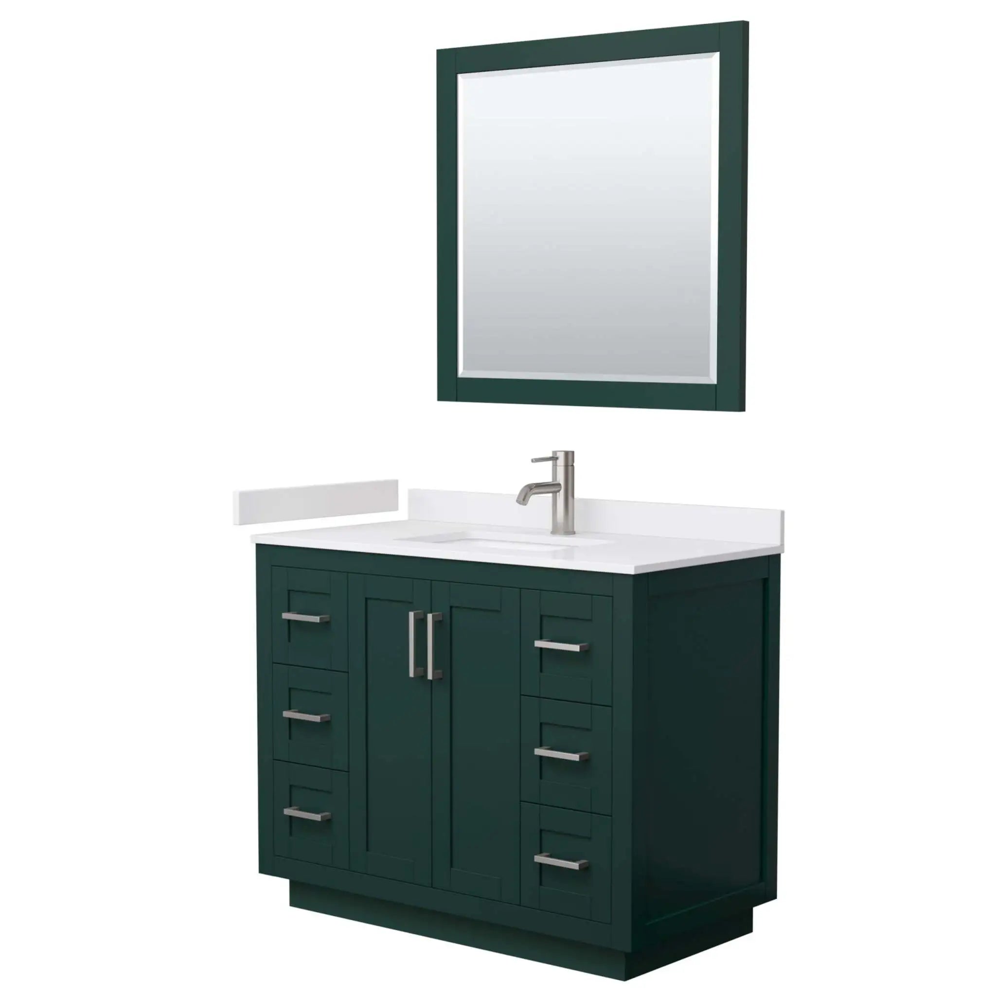 42" Miranda Single Bathroom Vanity in Green with Brushed Nickel Trim & 34" Mirror by Wyndham