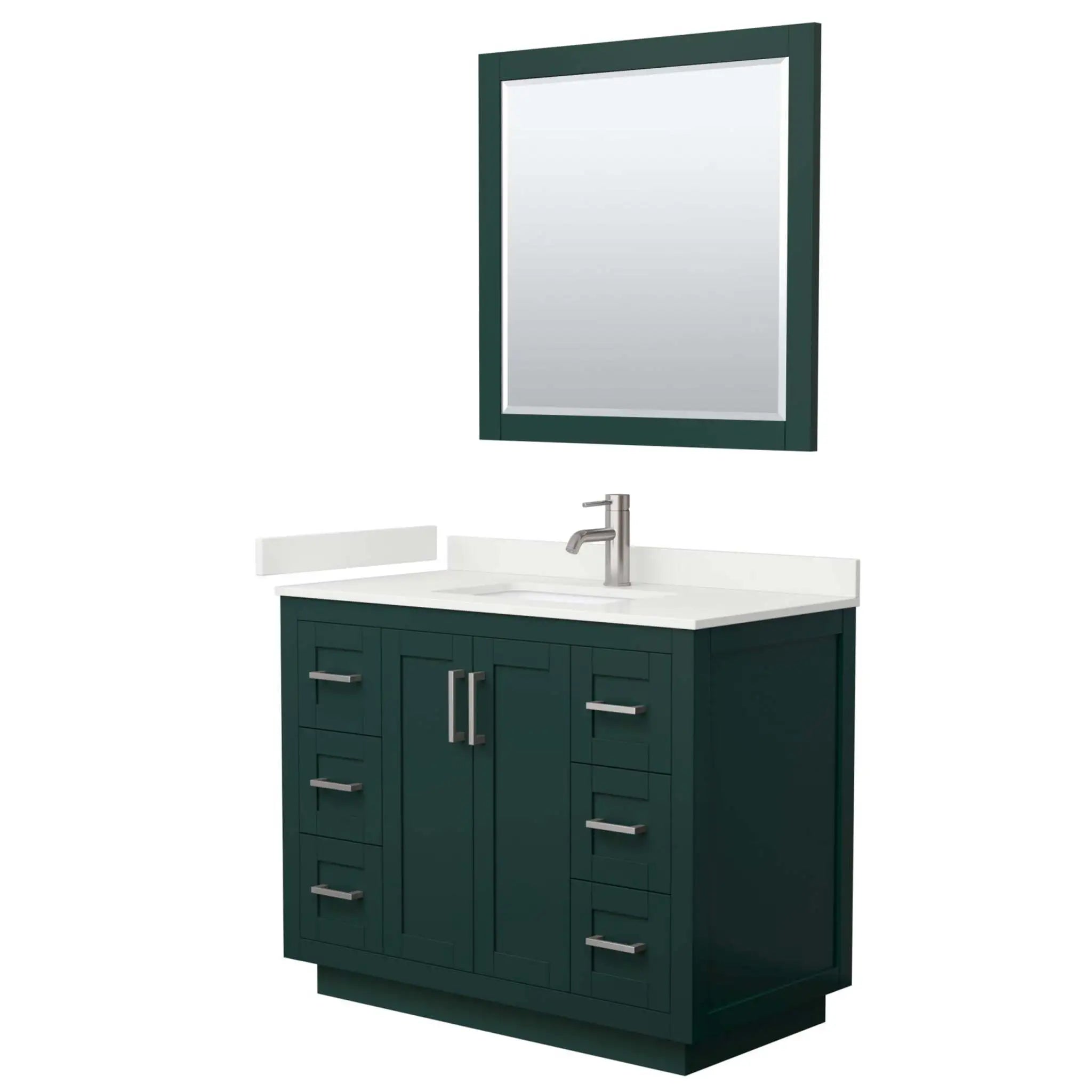 42" Miranda Single Bathroom Vanity in Green with Brushed Nickel Trim & 34" Mirror by Wyndham