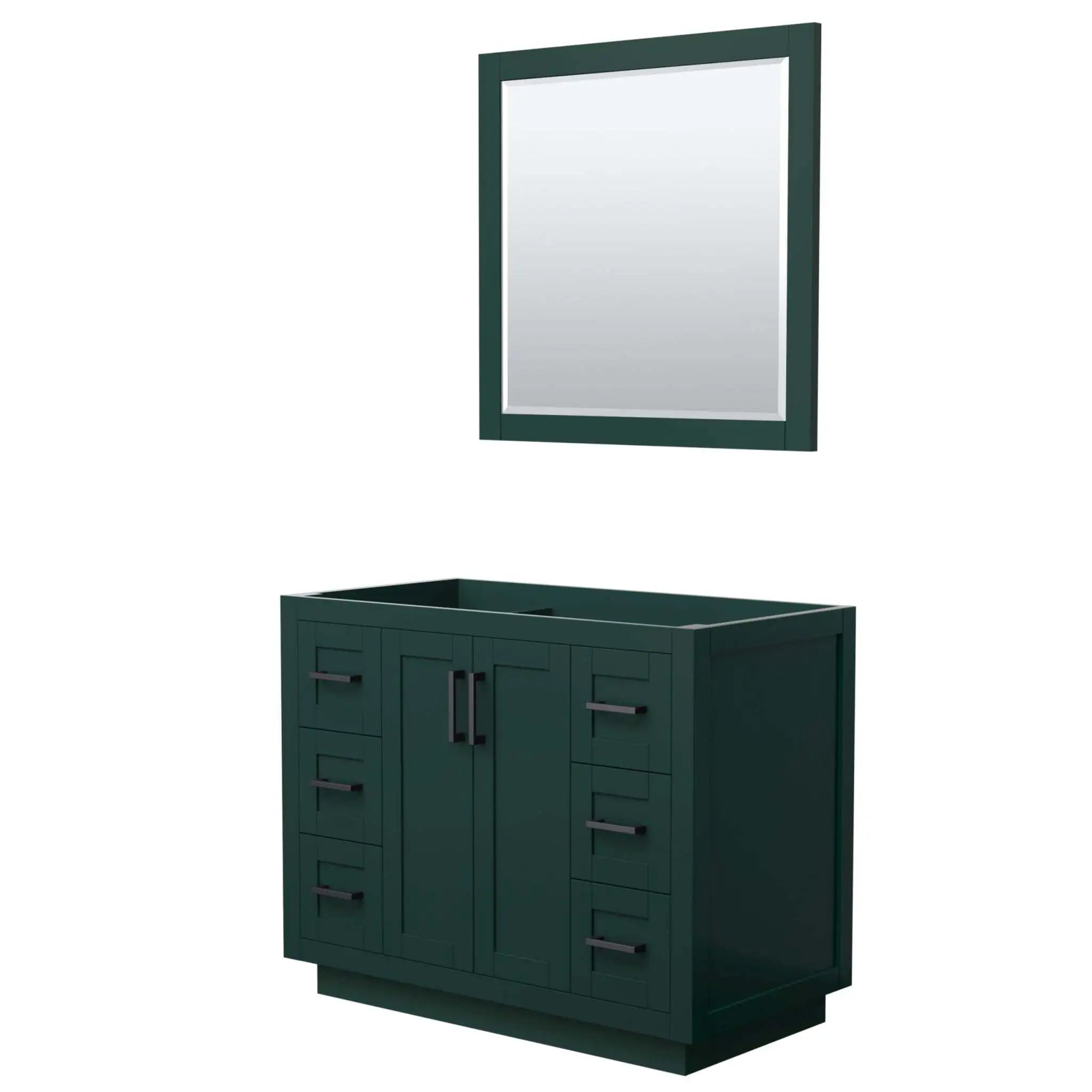 42" Miranda Single Bathroom Vanity in Green with Matte Black Trim & 34" Mirror by Wyndham