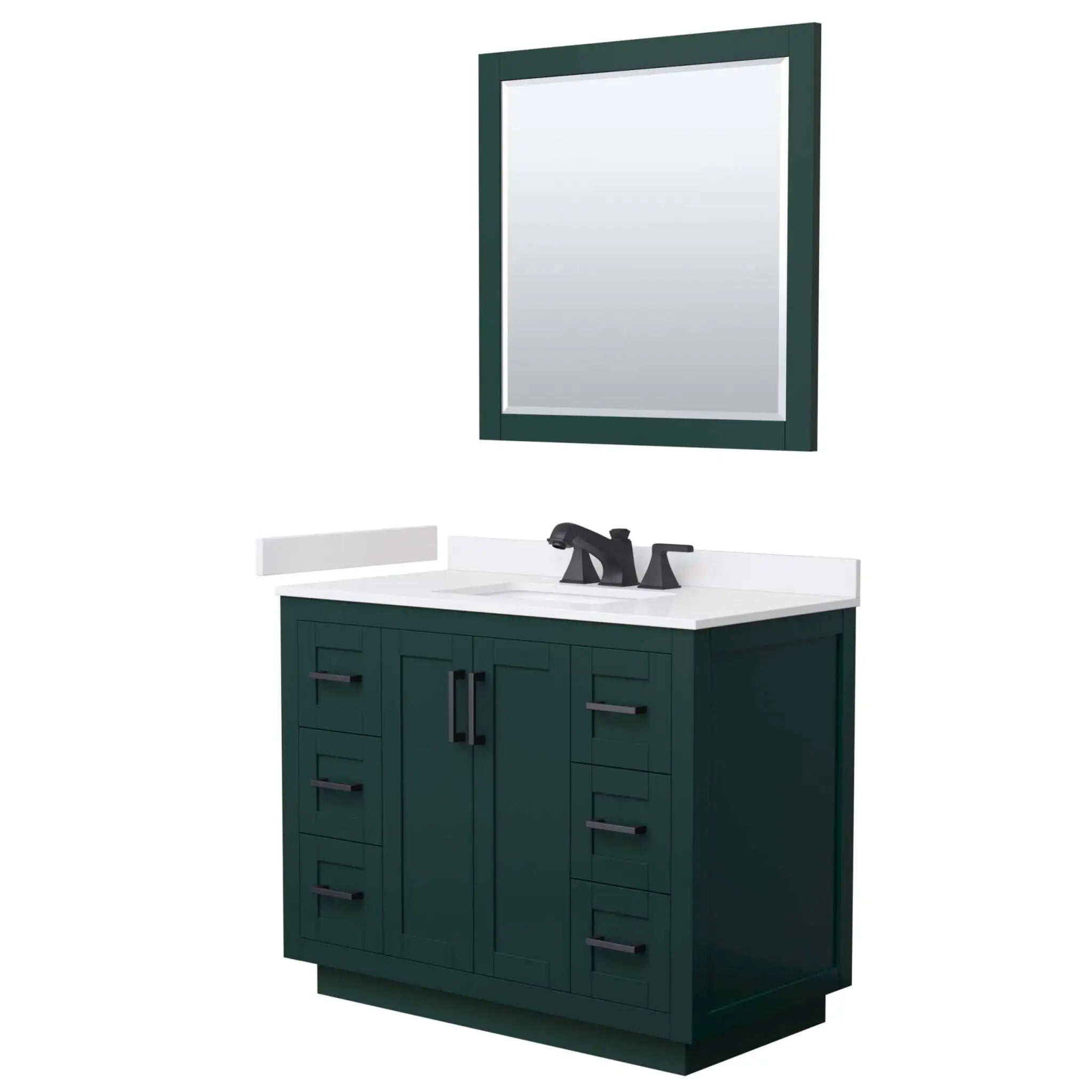 42" Miranda Single Bathroom Vanity in Green with Matte Black Trim & 34" Mirror by Wyndham