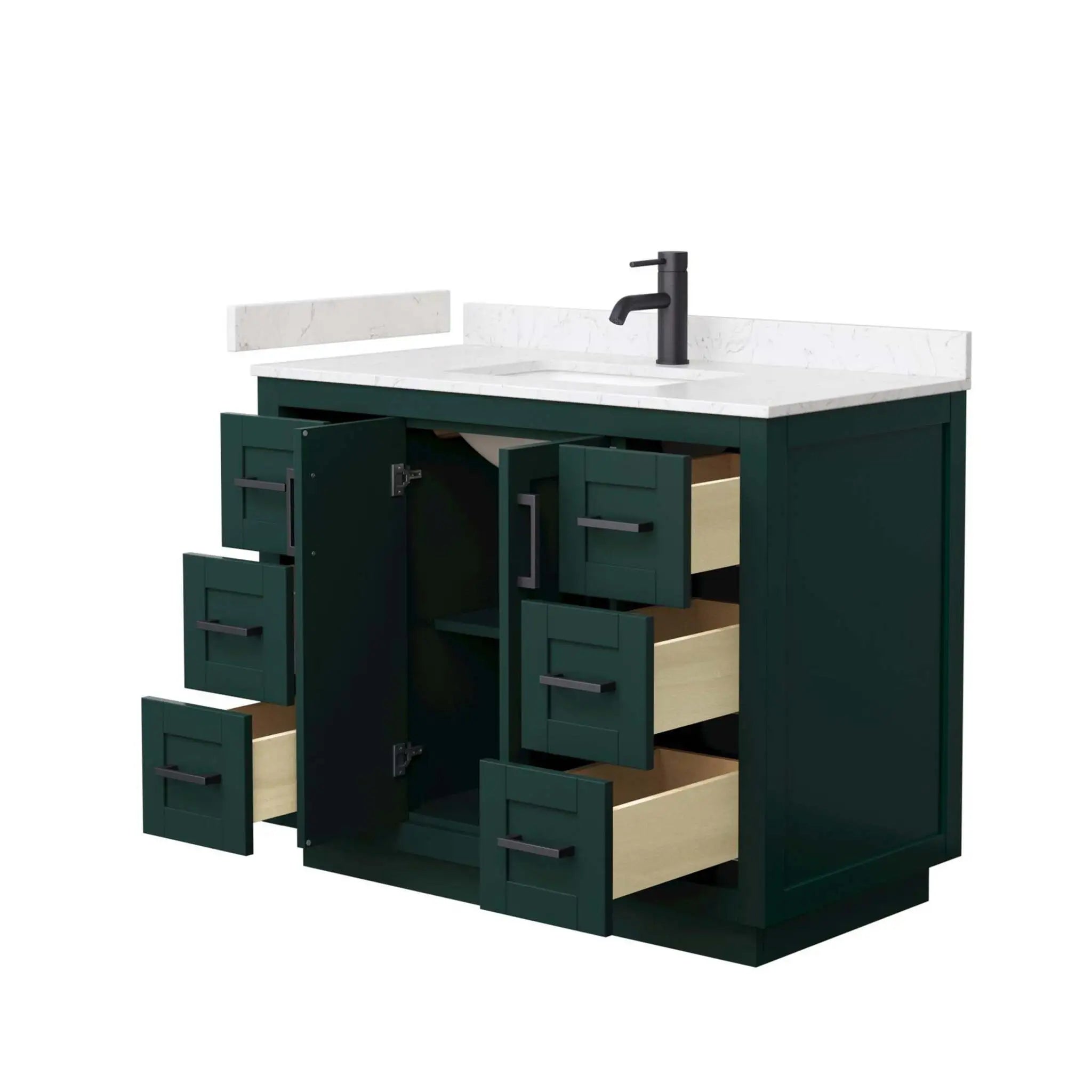 42" Miranda Single Bathroom Vanity in Green with Matte Black Trim by Wyndham
