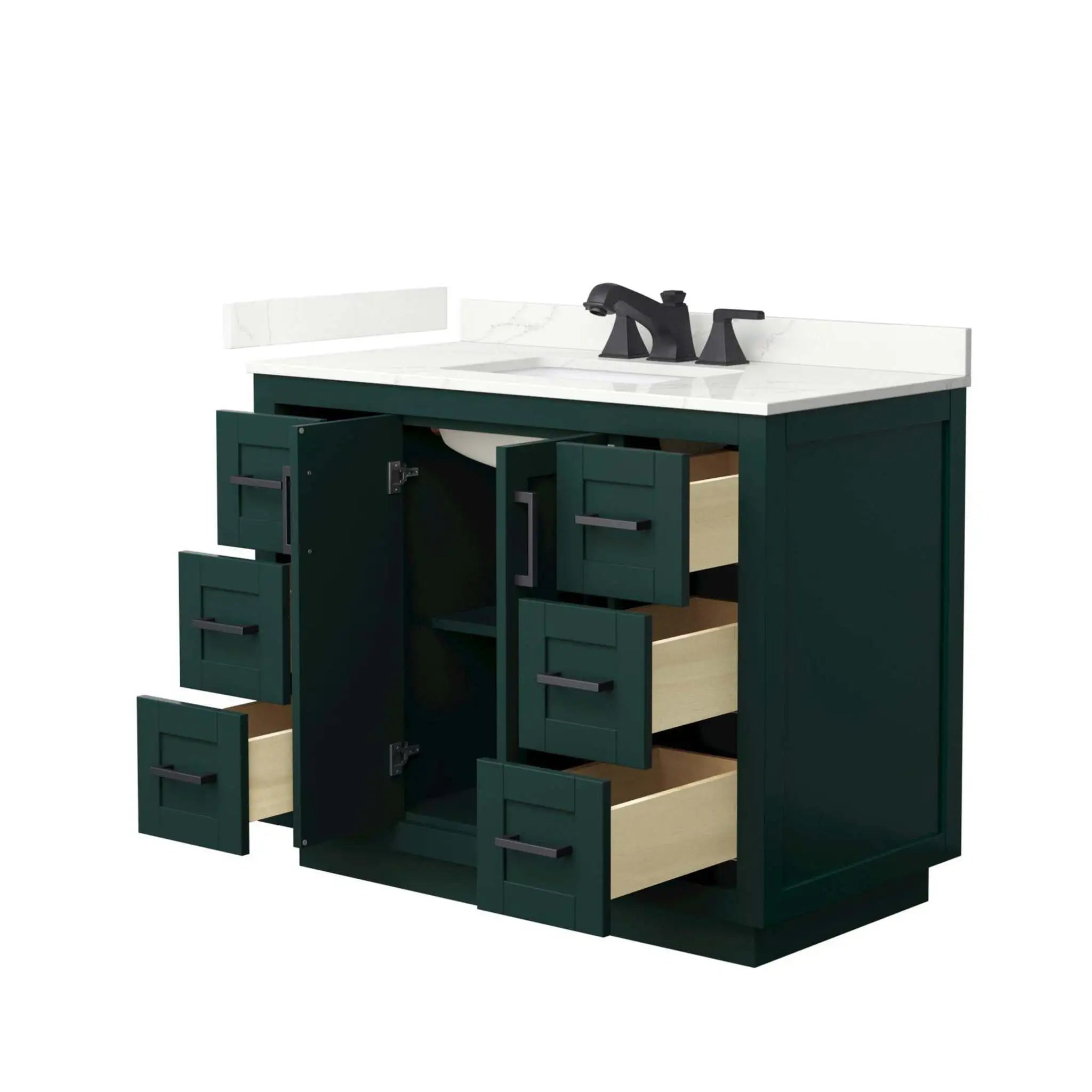 42" Miranda Single Bathroom Vanity in Green with Matte Black Trim by Wyndham