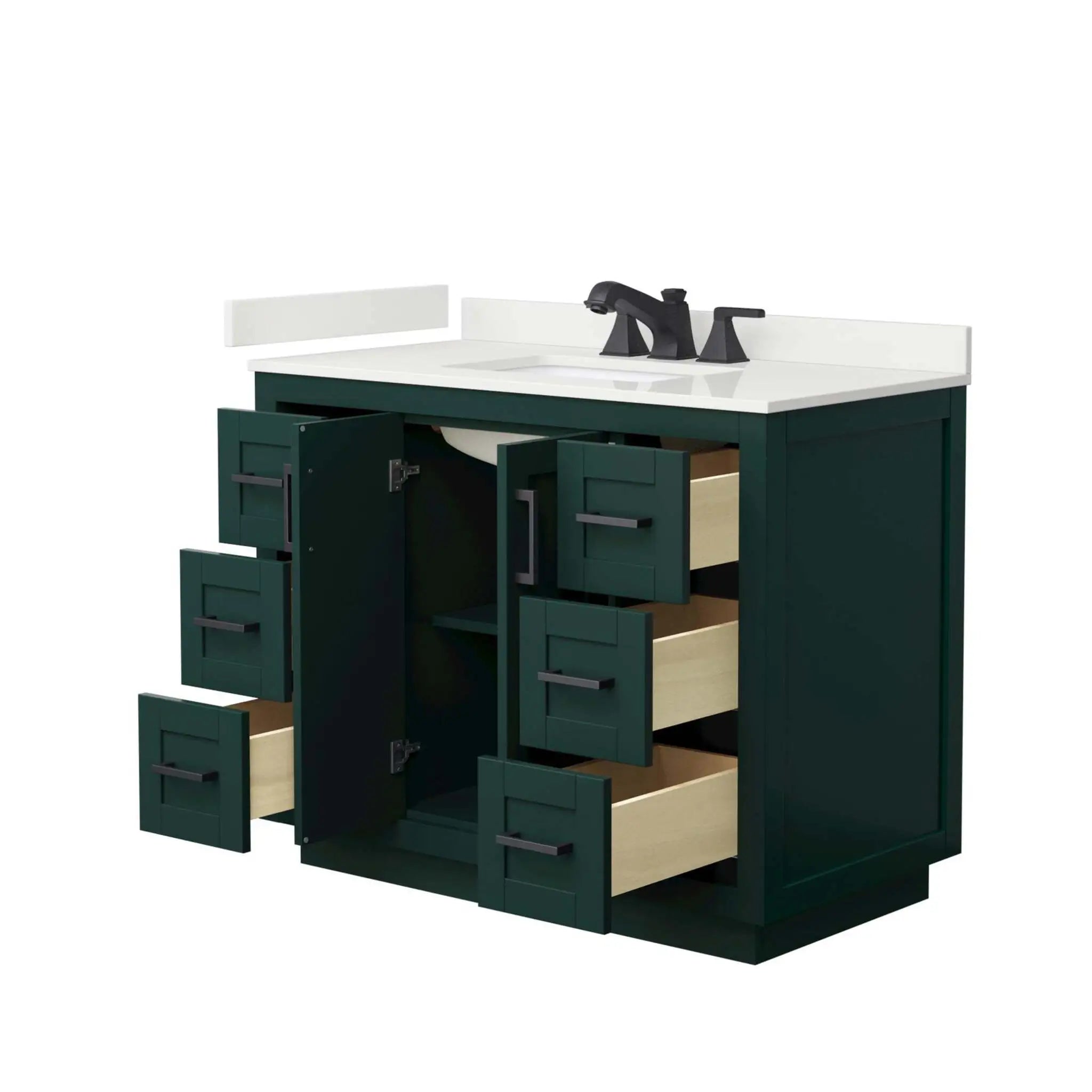 42" Miranda Single Bathroom Vanity in Green with Matte Black Trim by Wyndham