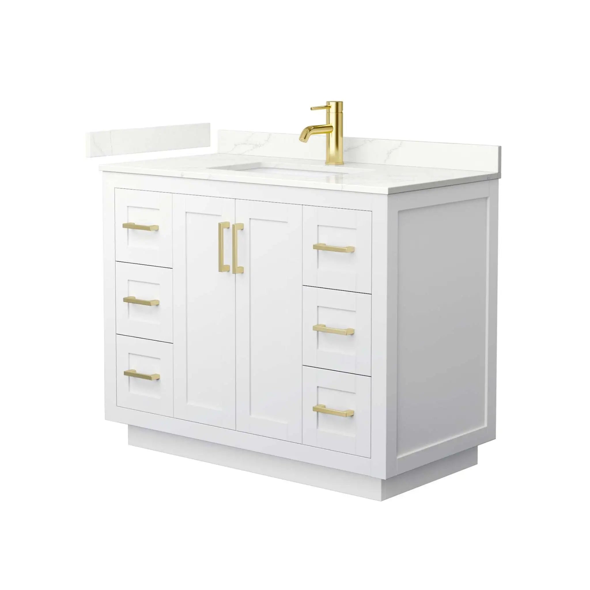 42" Miranda Single Bathroom Vanity in White with Brushed Gold Trim by Wyndham