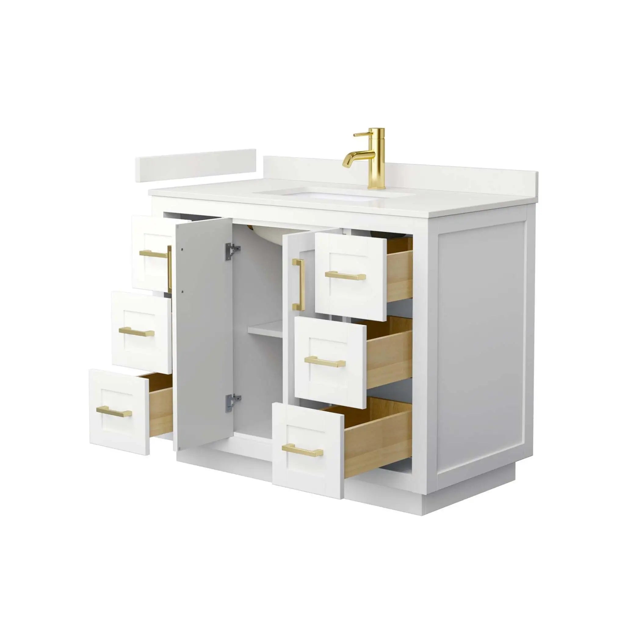 42" Miranda Single Bathroom Vanity in White with Brushed Gold Trim by Wyndham