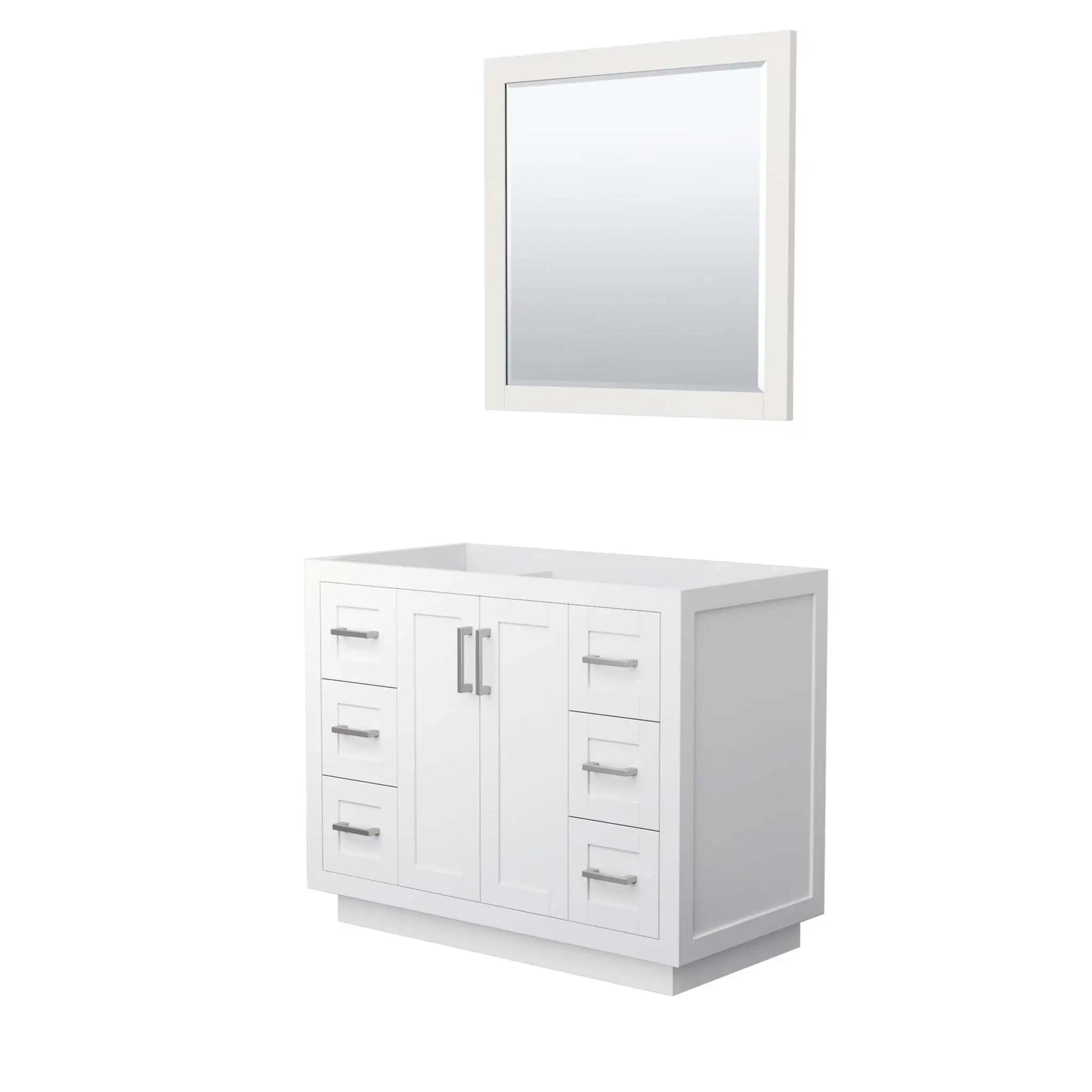 42" Miranda Single Bathroom Vanity in White with Brushed Nickel Trim & 34" Mirror by Wyndham