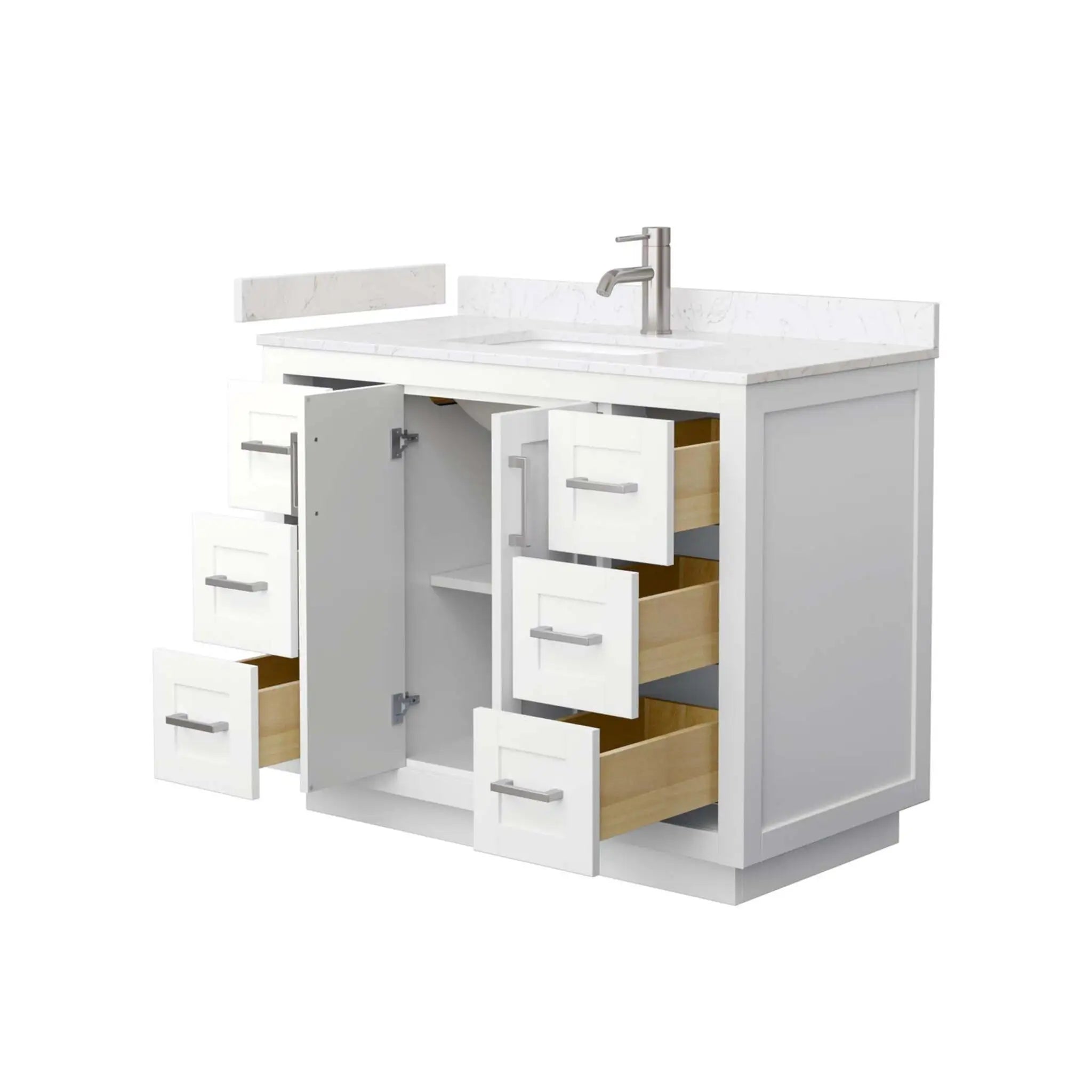 42" Miranda Single Bathroom Vanity in White with Brushed Nickel Trim by Wyndham