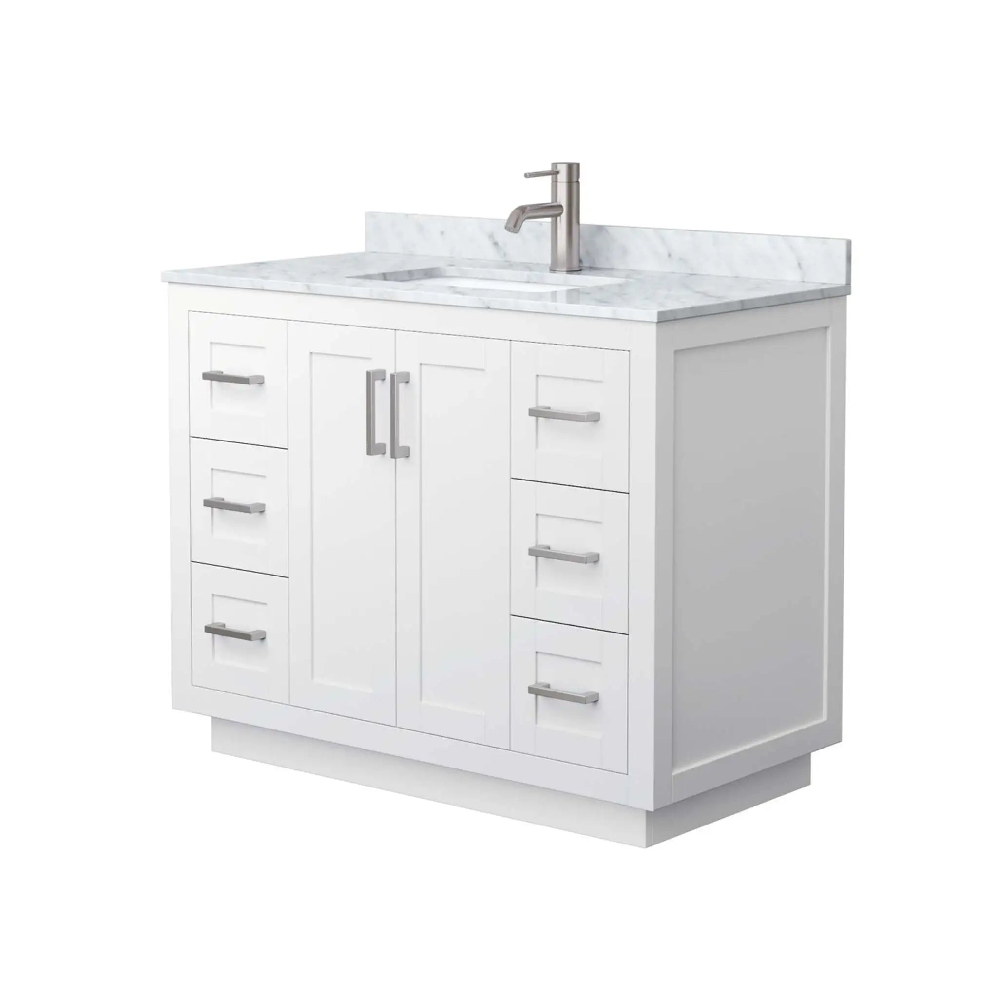 42" Miranda Single Bathroom Vanity in White with Brushed Nickel Trim by Wyndham