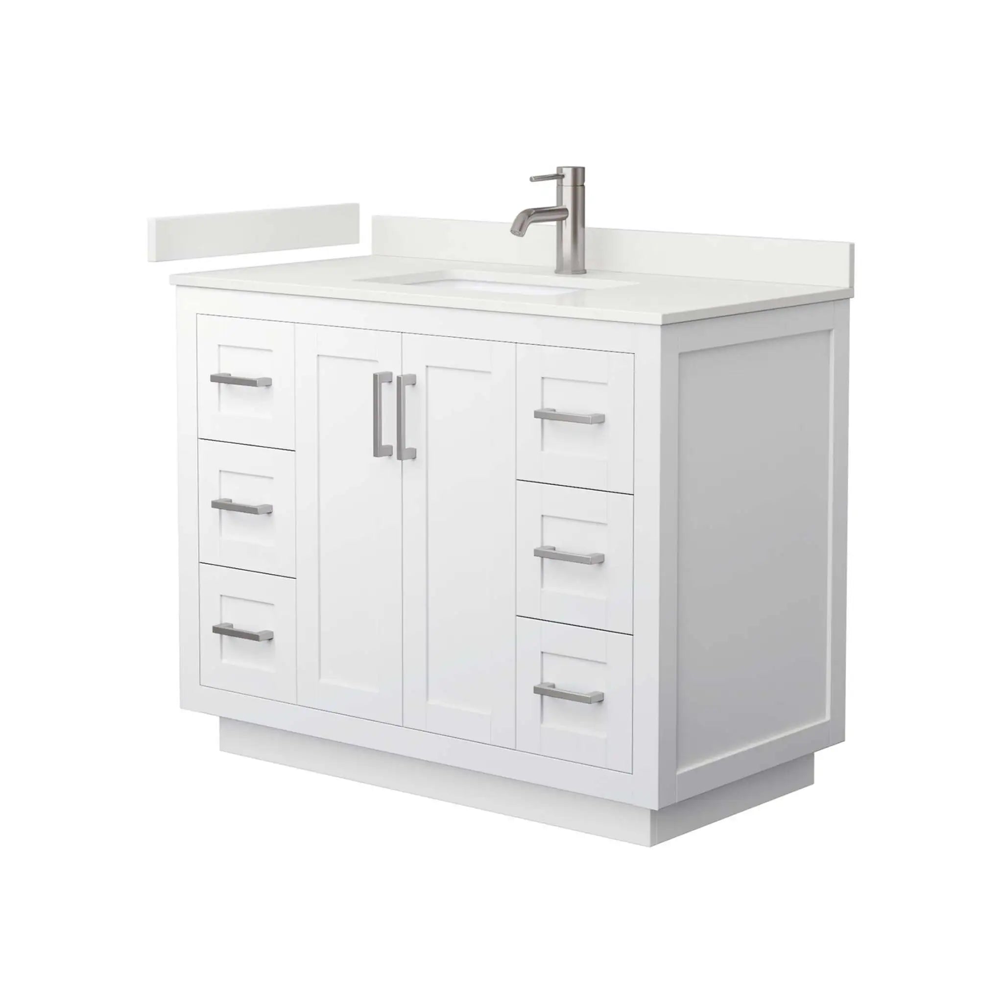 42" Miranda Single Bathroom Vanity in White with Brushed Nickel Trim by Wyndham