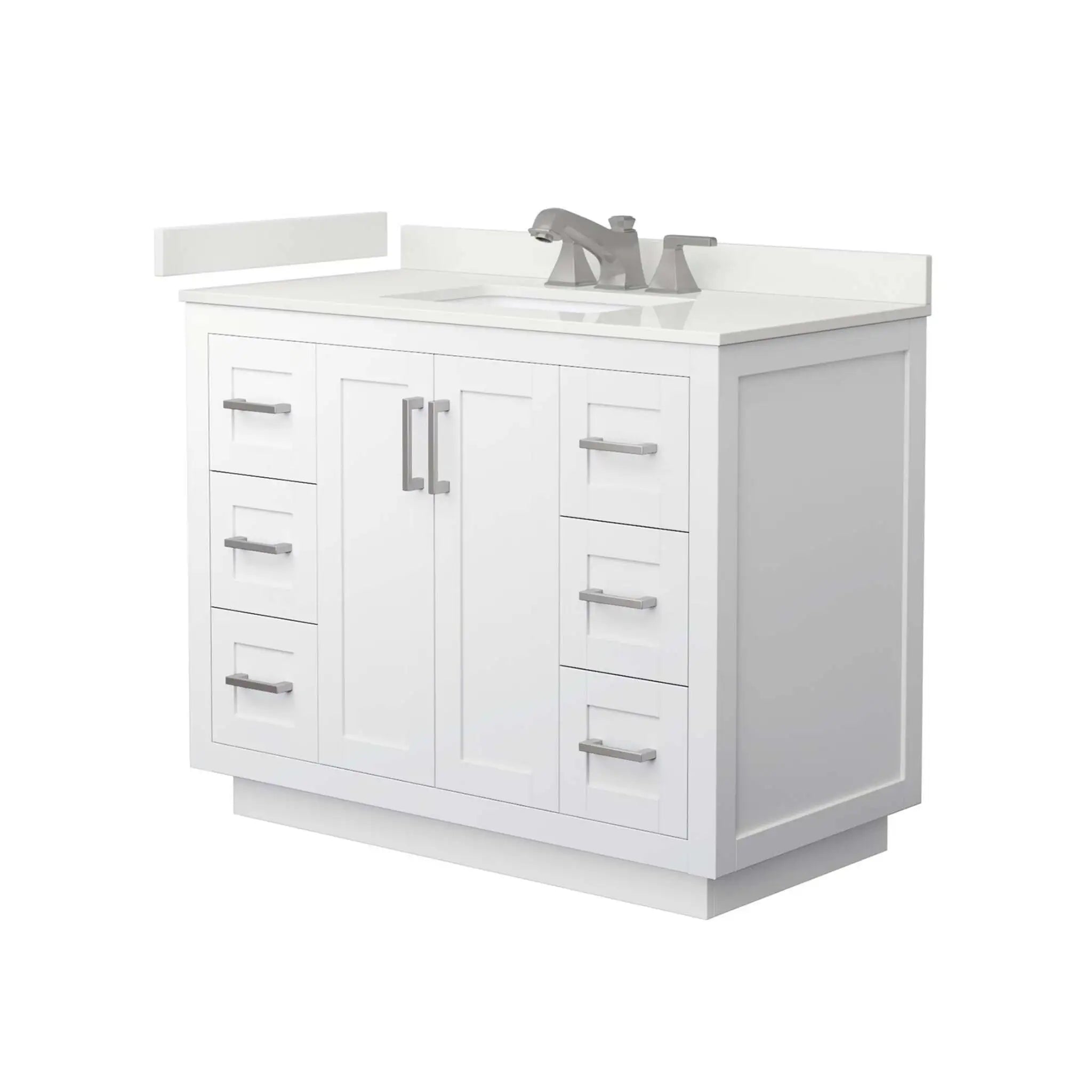 42" Miranda Single Bathroom Vanity in White with Brushed Nickel Trim by Wyndham