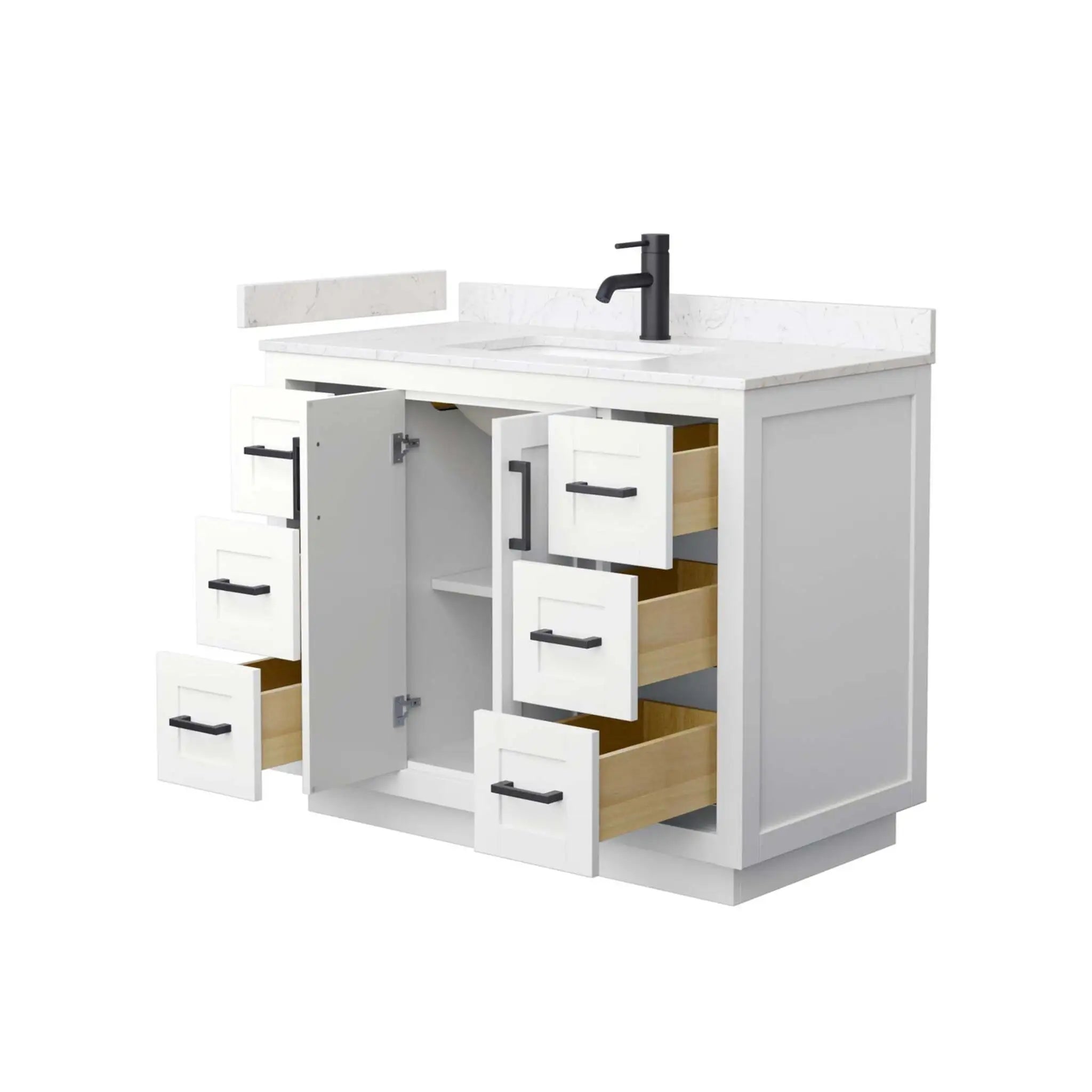 42" Miranda Single Bathroom Vanity in White with Matte Black Trim by Wyndham