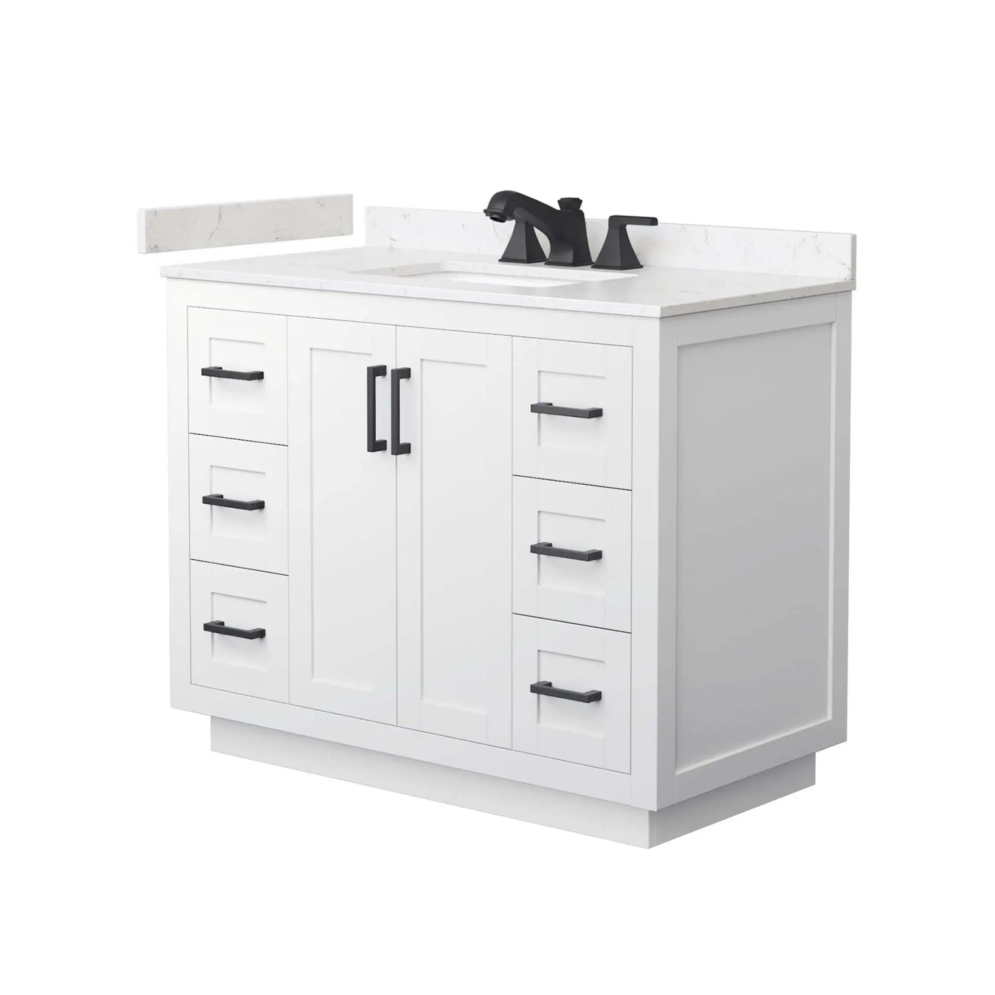 42" Miranda Single Bathroom Vanity in White with Matte Black Trim by Wyndham