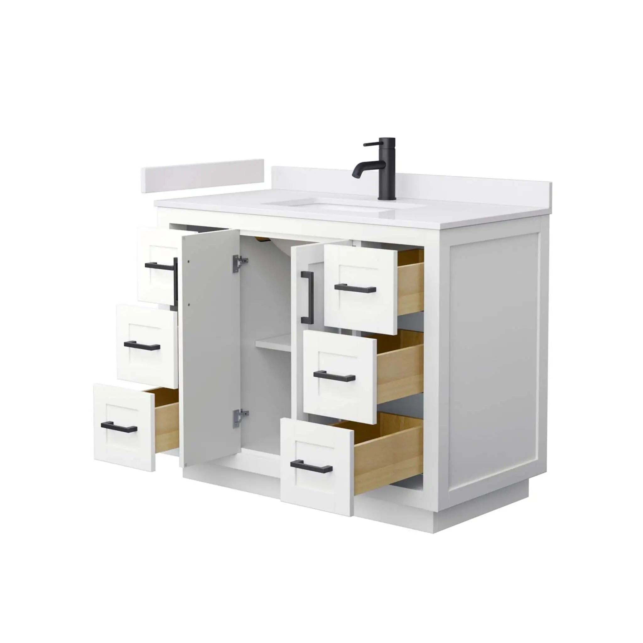 42" Miranda Single Bathroom Vanity in White with Matte Black Trim by Wyndham
