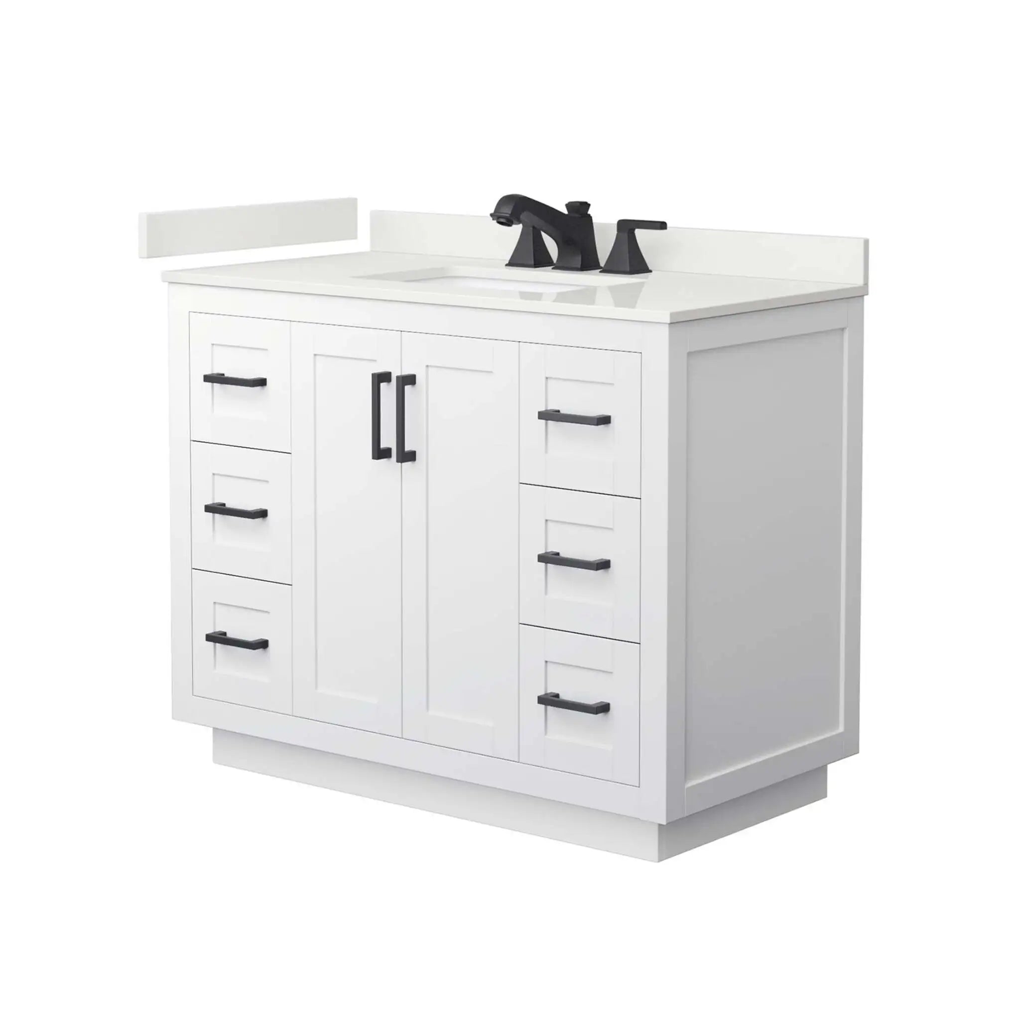 42" Miranda Single Bathroom Vanity in White with Matte Black Trim by Wyndham