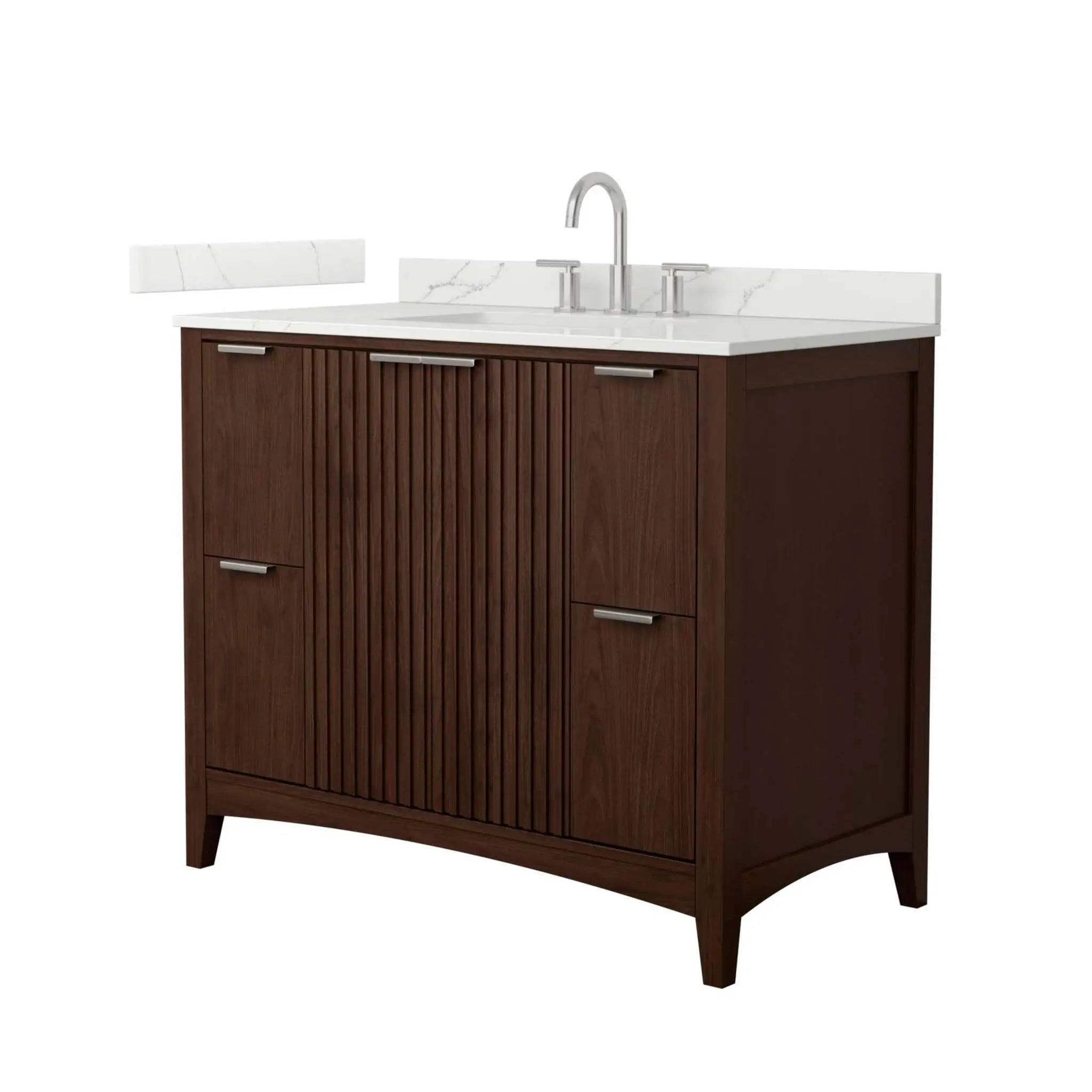 42" Palmilla Single Bathroom Vanity in Dark Walnut with Brushed Nickel Trim by Wyndham