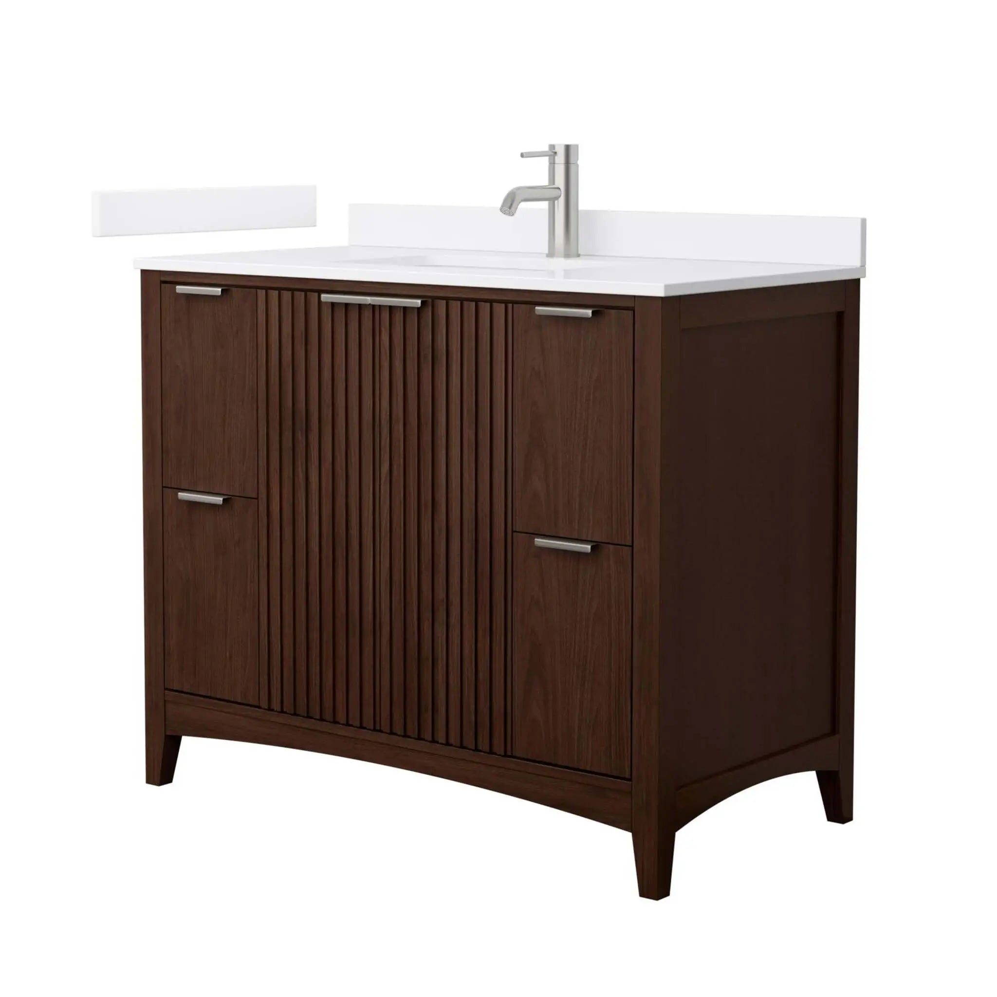 42" Palmilla Single Bathroom Vanity in Dark Walnut with Brushed Nickel Trim by Wyndham