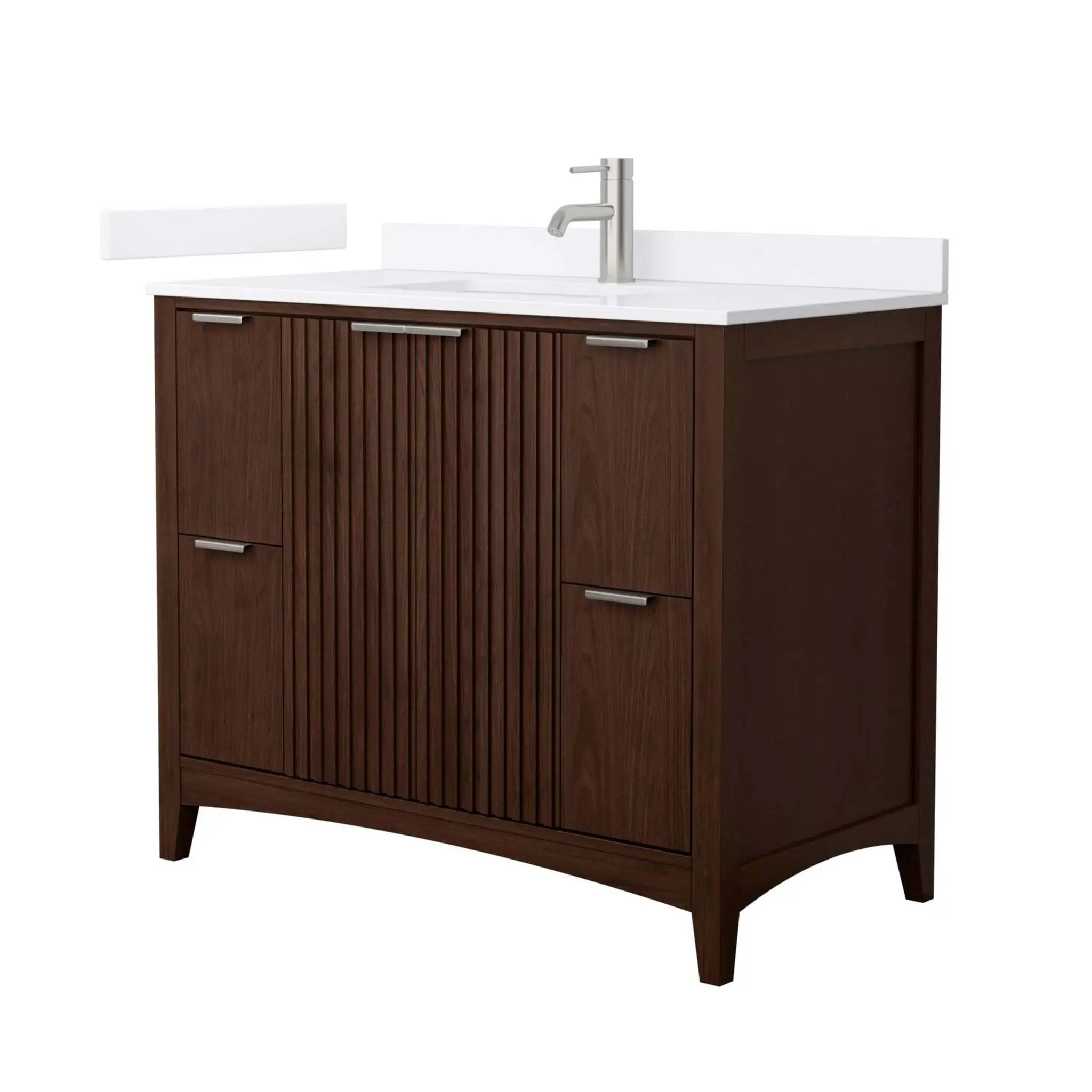 42" Palmilla Single Bathroom Vanity in Dark Walnut with Brushed Nickel Trim by Wyndham