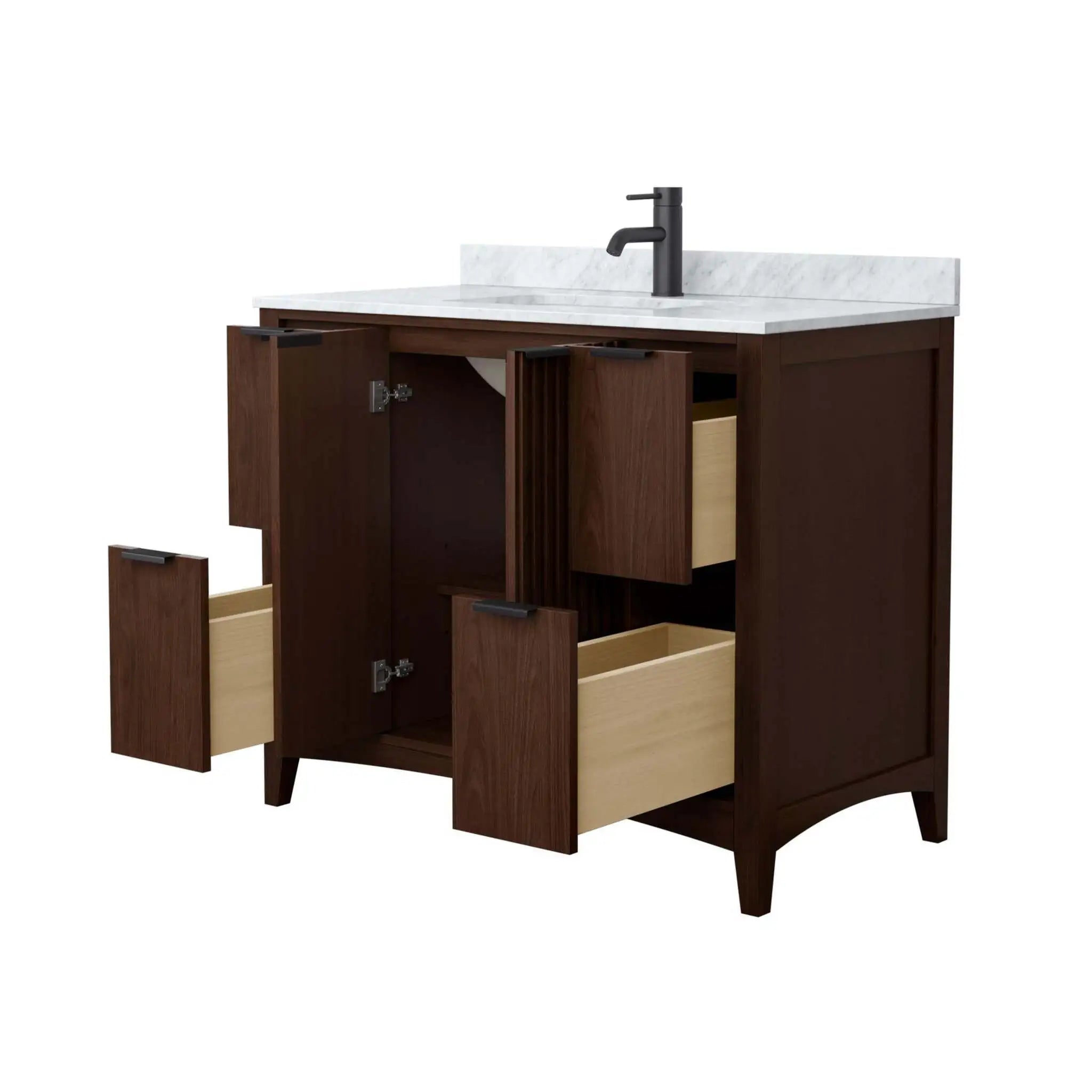 42" Palmilla Single Bathroom Vanity in Dark Walnut with Matte Black Trim by Wyndham