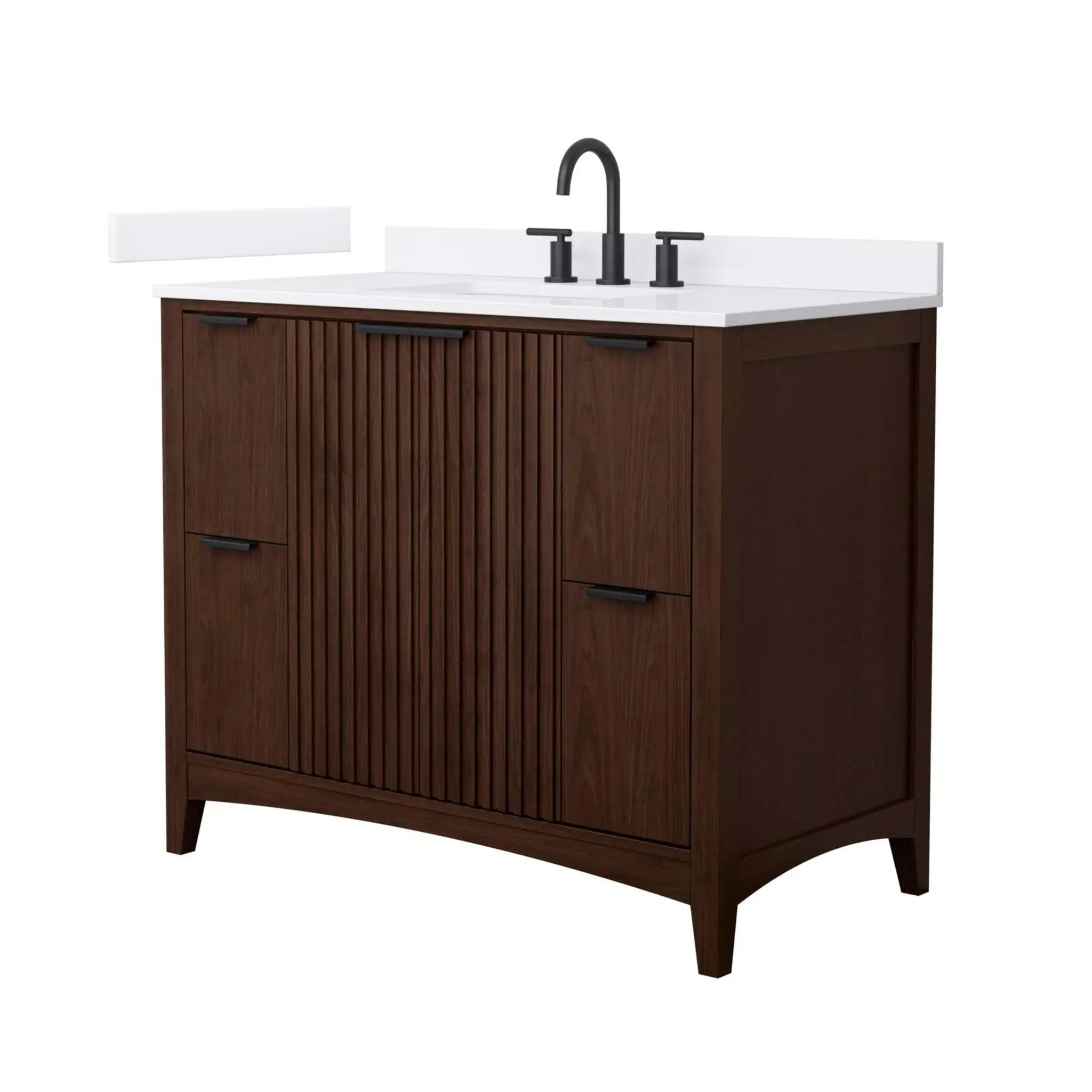 42" Palmilla Single Bathroom Vanity in Dark Walnut with Matte Black Trim by Wyndham