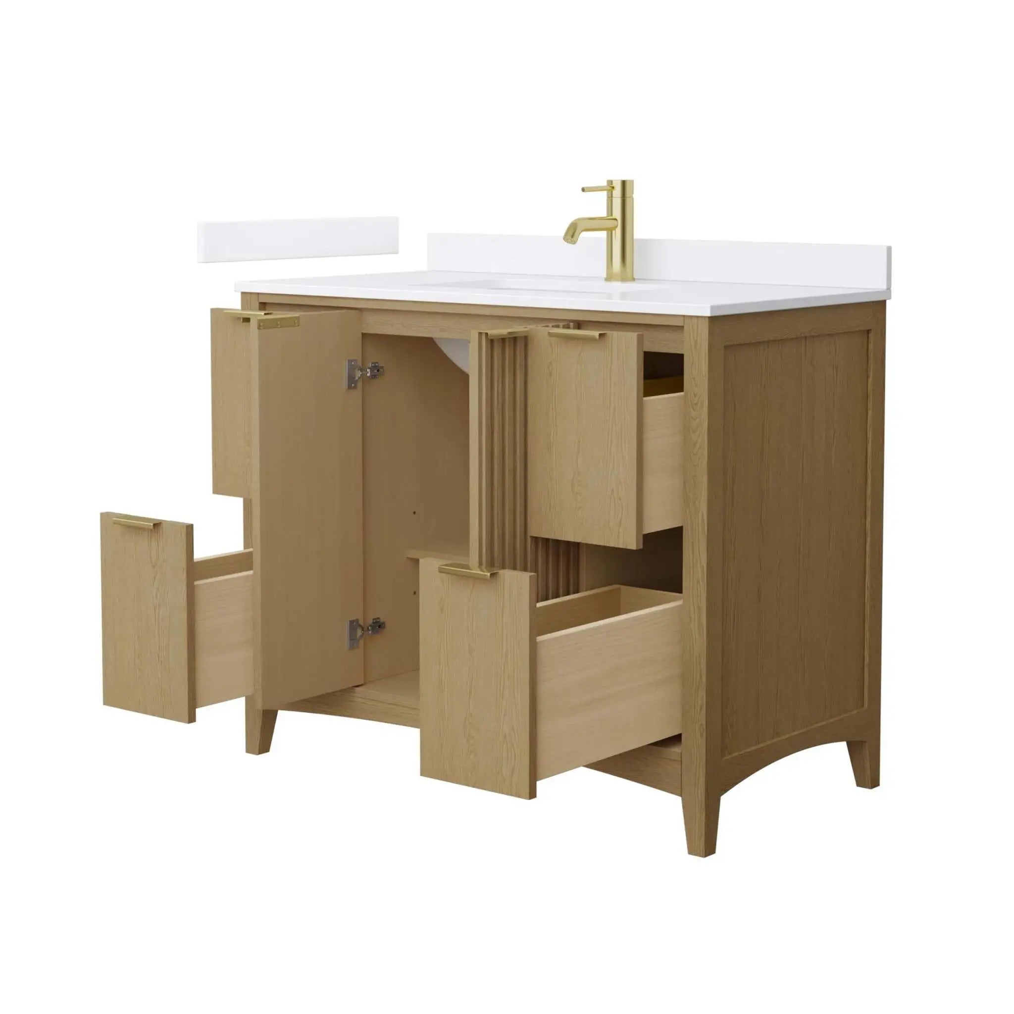 42" Palmilla Single Bathroom Vanity in Natural Oak with Brushed Gold Trim by Wyndham