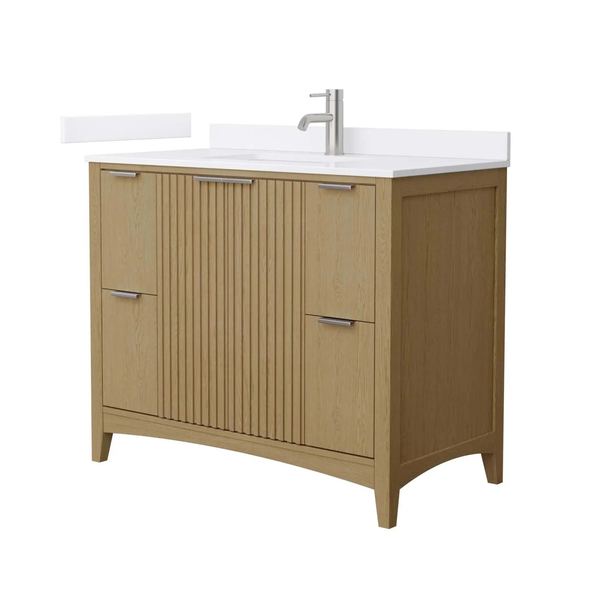 42" Palmilla Single Bathroom Vanity in Natural Oak with Brushed Nickel Trim by Wyndham