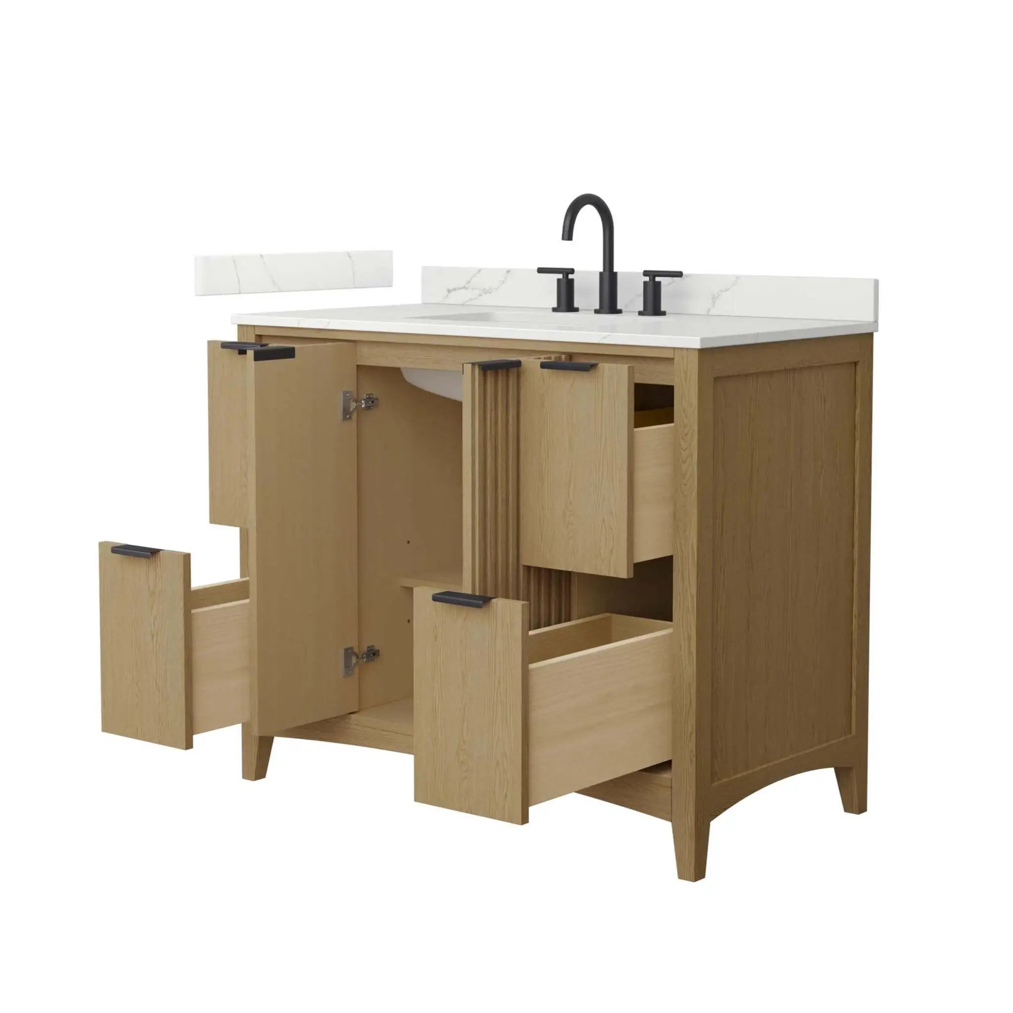42" Palmilla Single Bathroom Vanity in Natural Oak with Matte Black Trim by Wyndham