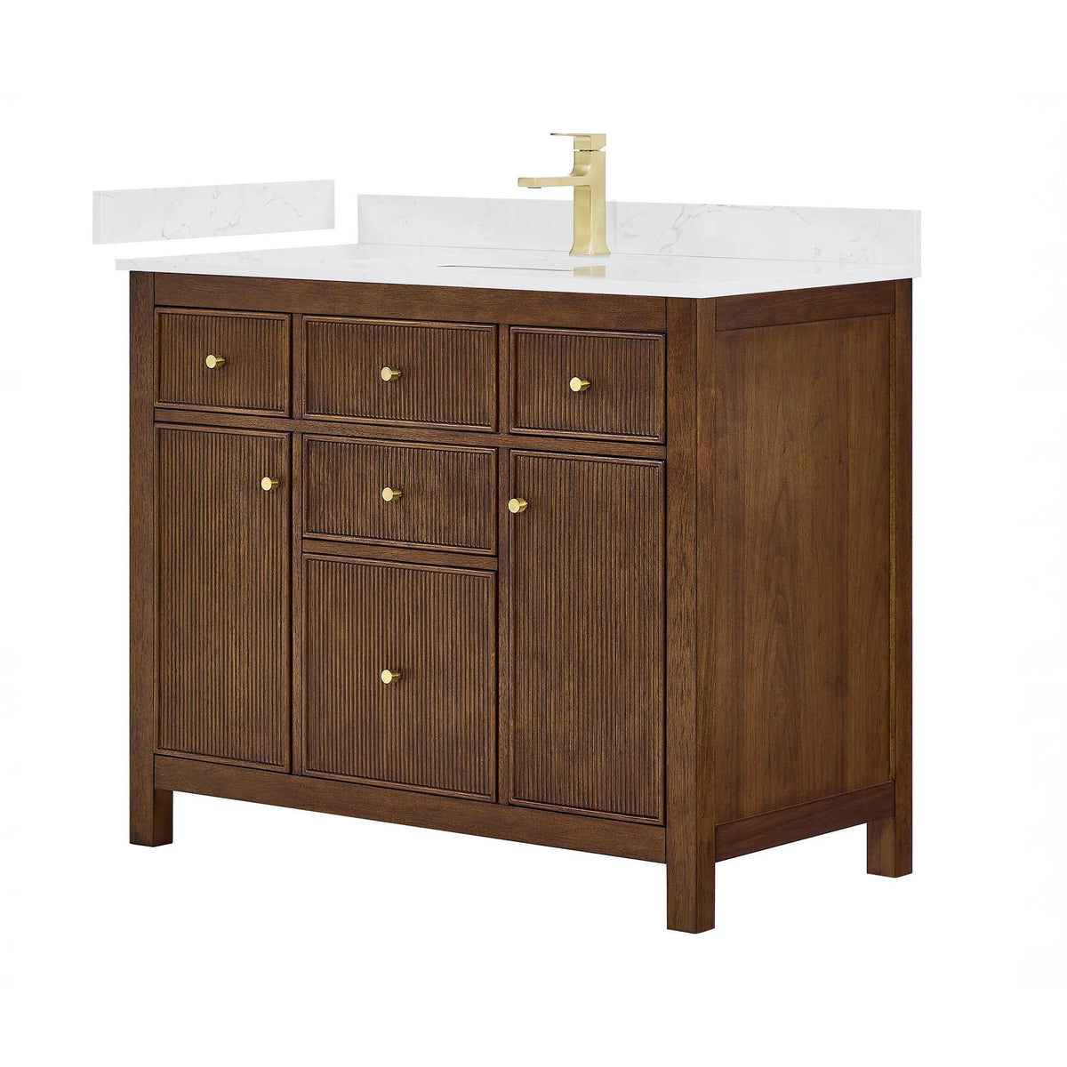 42" Pendry Single Bathroom Vanity Dark Walnut Brushed Gold Trim by wyndham View 1