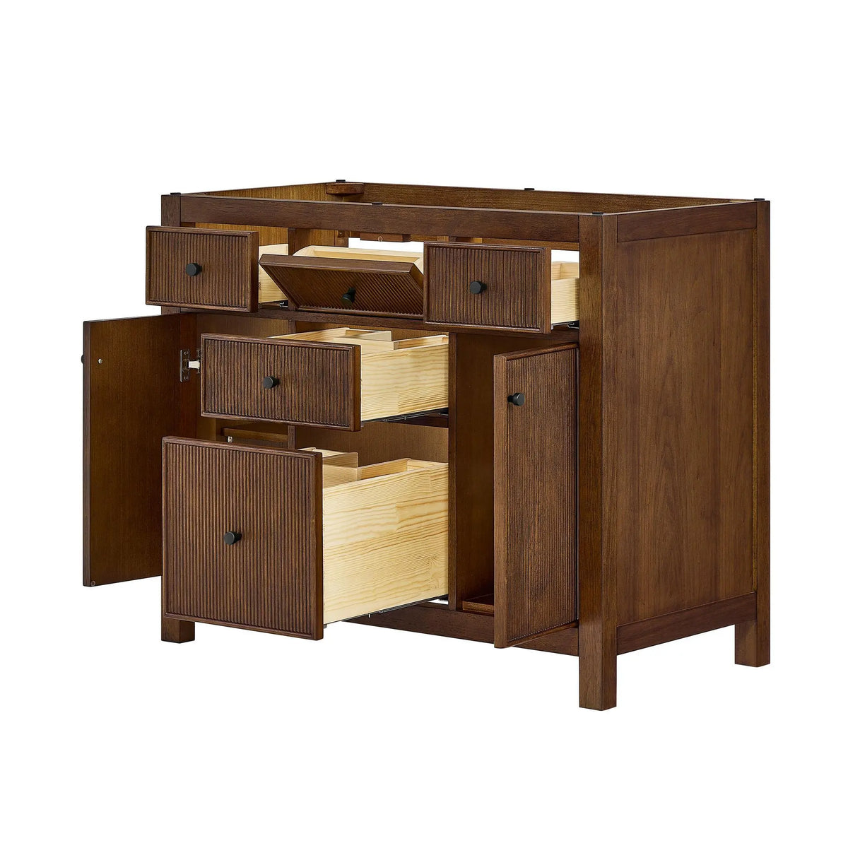 42" Pendry Single Bathroom Vanity Dark Walnut Matte Black Trim by wyndham View 35