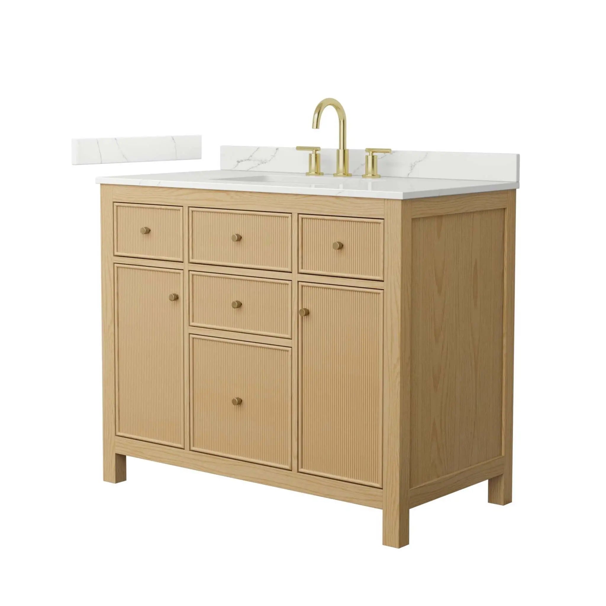 42" Pendry Single Bathroom Vanity in Tanned Oak with Brushed Gold Trim by Wyndham