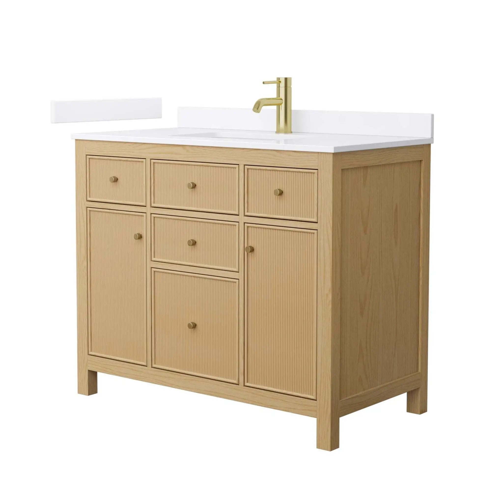 42" Pendry Single Bathroom Vanity in Tanned Oak with Brushed Gold Trim by Wyndham