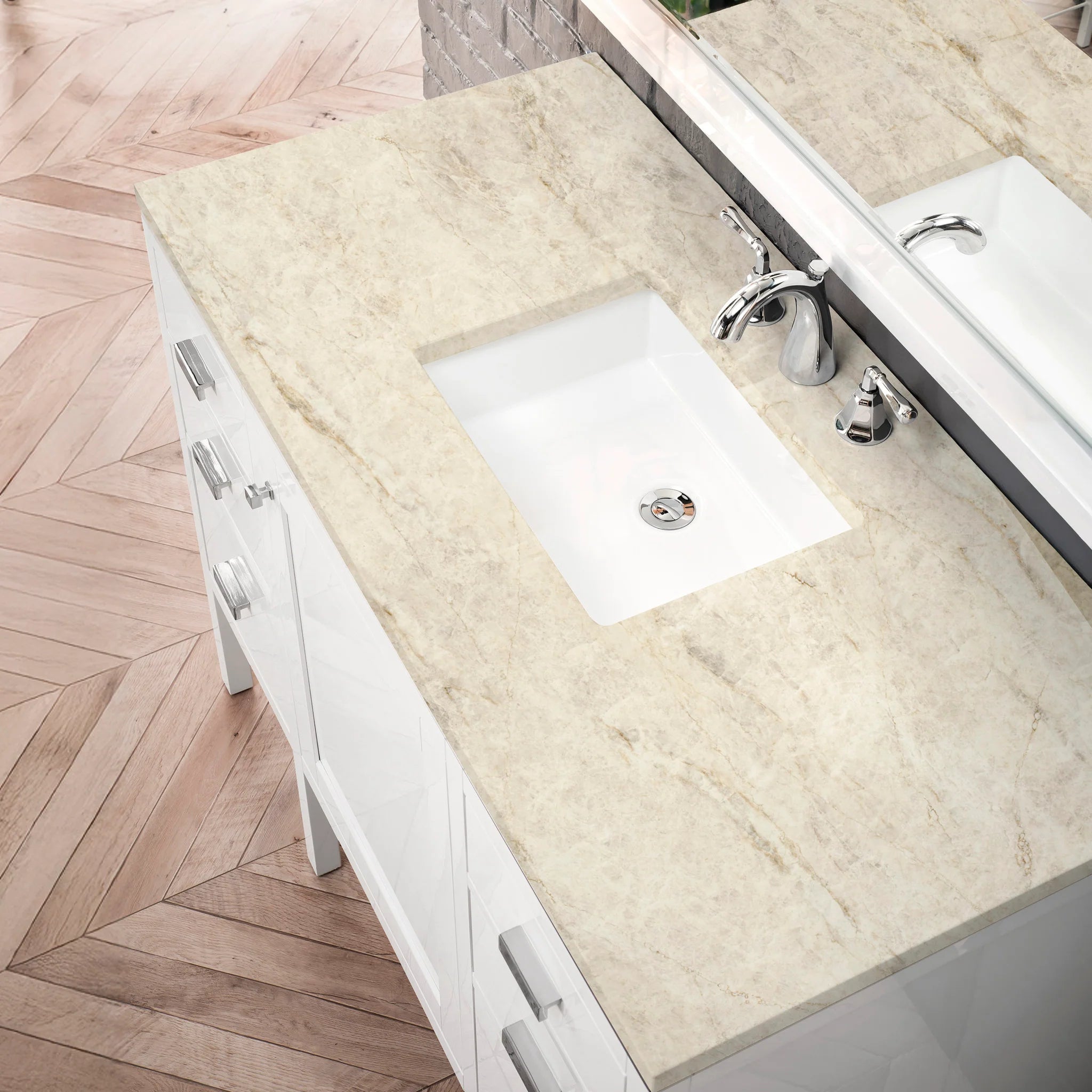 48-addison-single-vanity-cabinet-in-glossy-white-by-james-martin-vanities-e444-v48-gw-tajnar-eclos-zero-silica image 2