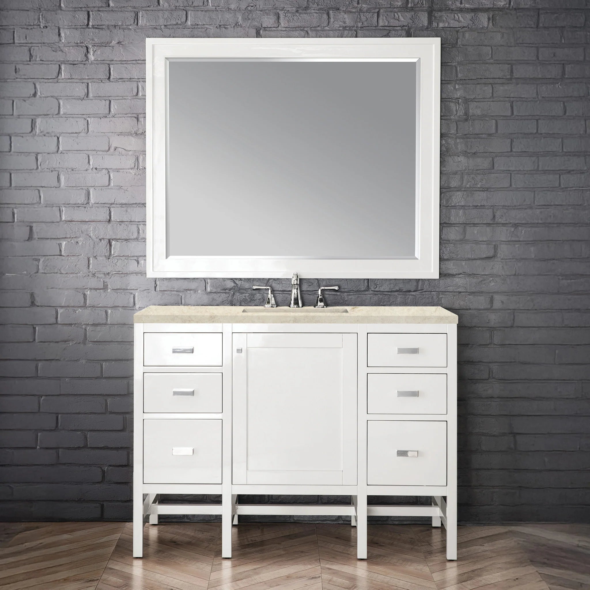 48-addison-single-vanity-cabinet-in-glossy-white-by-james-martin-vanities-e444-v48-gw-tajnar-eclos-zero-silica image