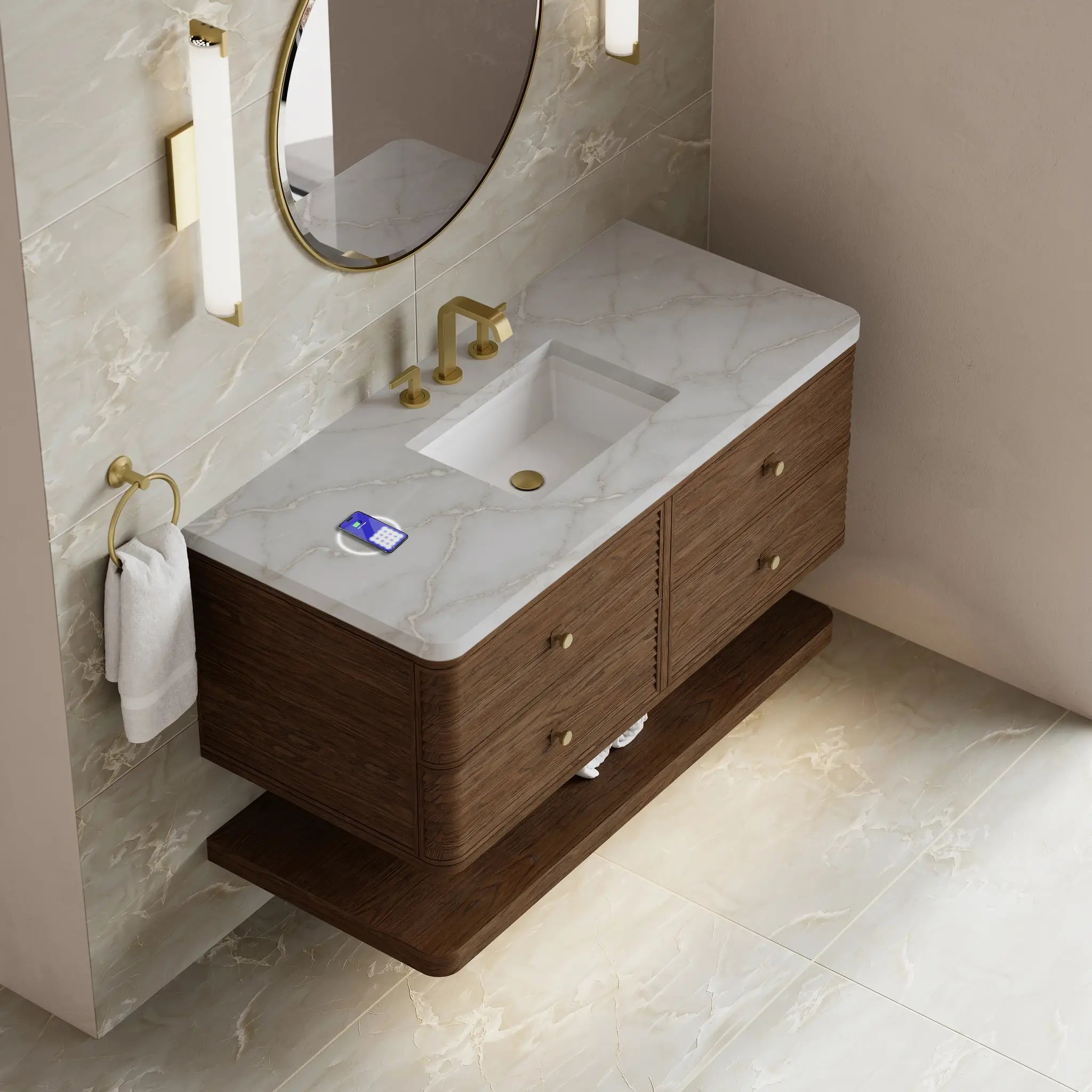 48 Allamari Single Vanity In Sable Power Enabled Victorian Silver Silestone 8 Widespread 8