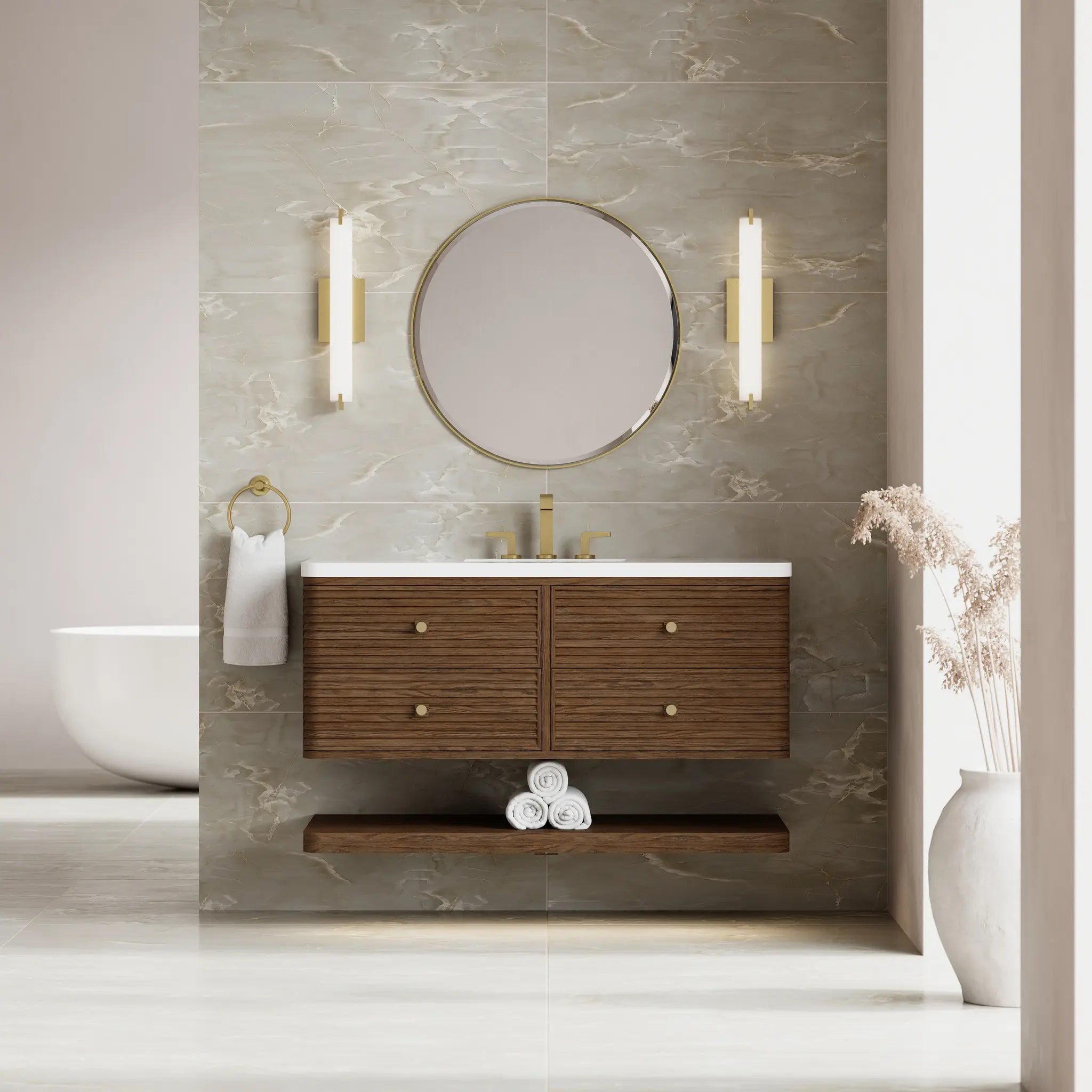 48 Allamari Single Vanity In Sable Standard White Zeus Silestone 8 Widespread 4