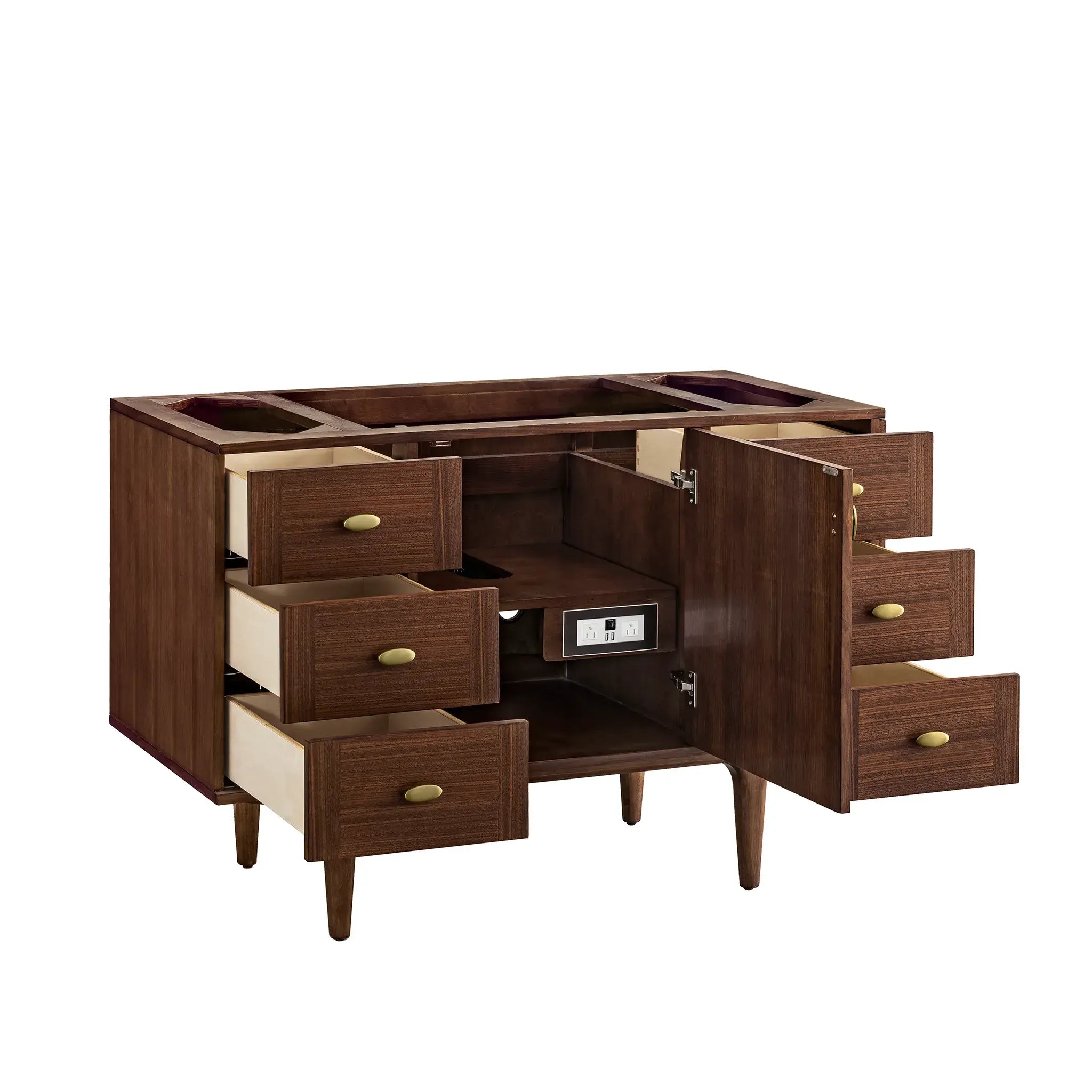 48" Amberly Single Vanity in Mid-Century Walnut w/FreePower Wireless Charger-Cabinet Only-Not Available image 5