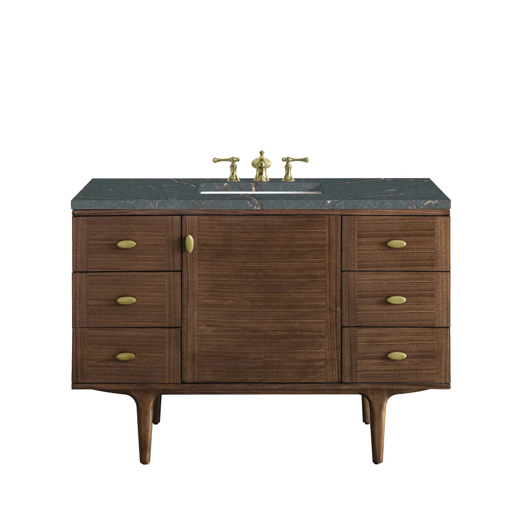48" Amberly Single Vanity in Mid-Century Walnut by James Martin Vanities - AURA Modern Home