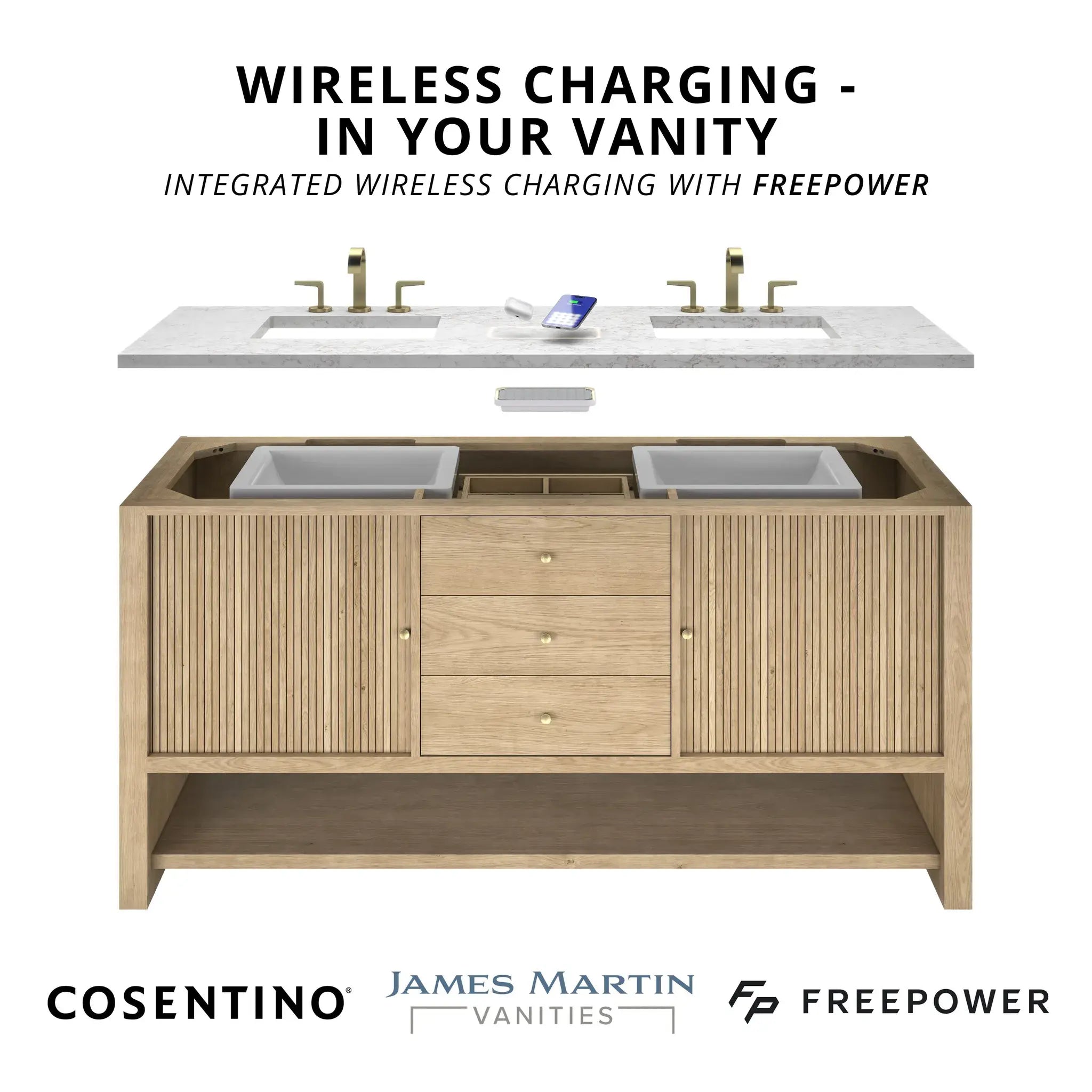 48" Amberly Single Vanity in Mid-Century Walnut Wireless Charger-Eternal Jasmine Pearl Silestone-8" Widespread image 15