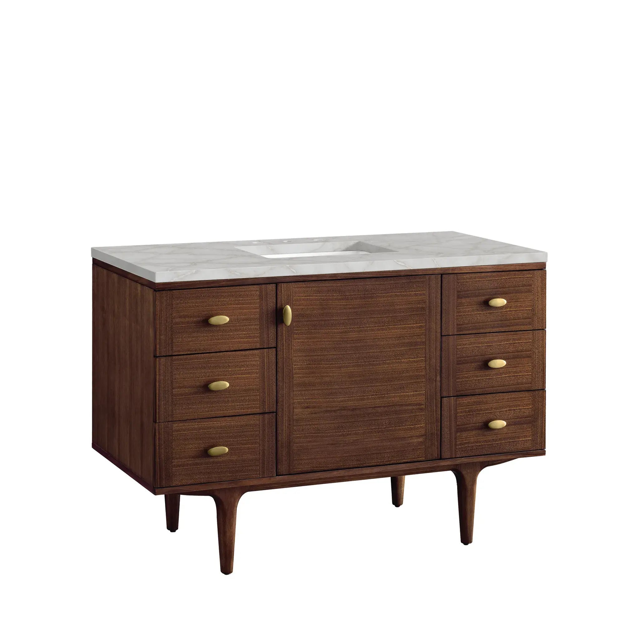 48" Amberly Single Vanity in Mid-Century Walnut Wireless Charger-Victorian Silver Silestone-8" Widespread image 12