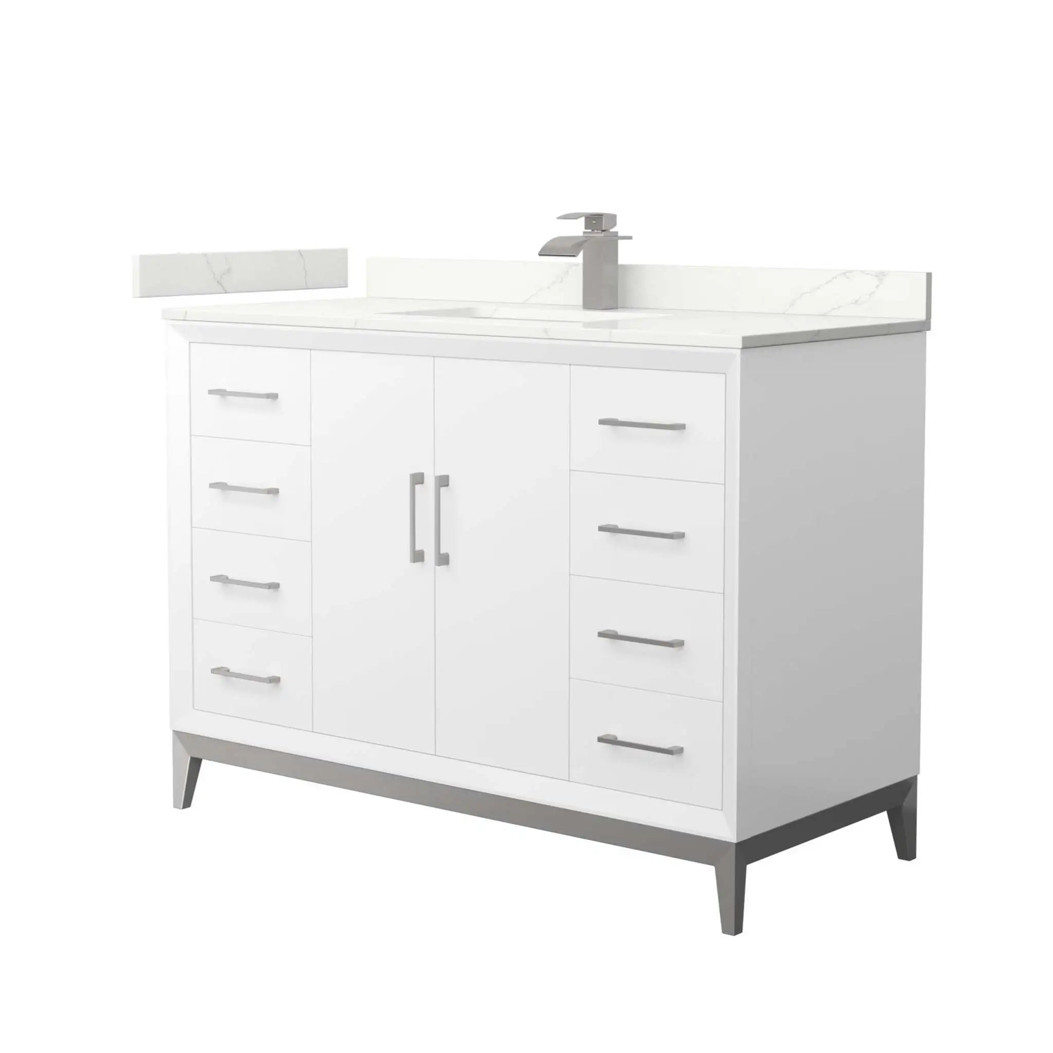 48" Amici Single Bathroom Vanity in White with Brushed Nickel Trim by Wyndham