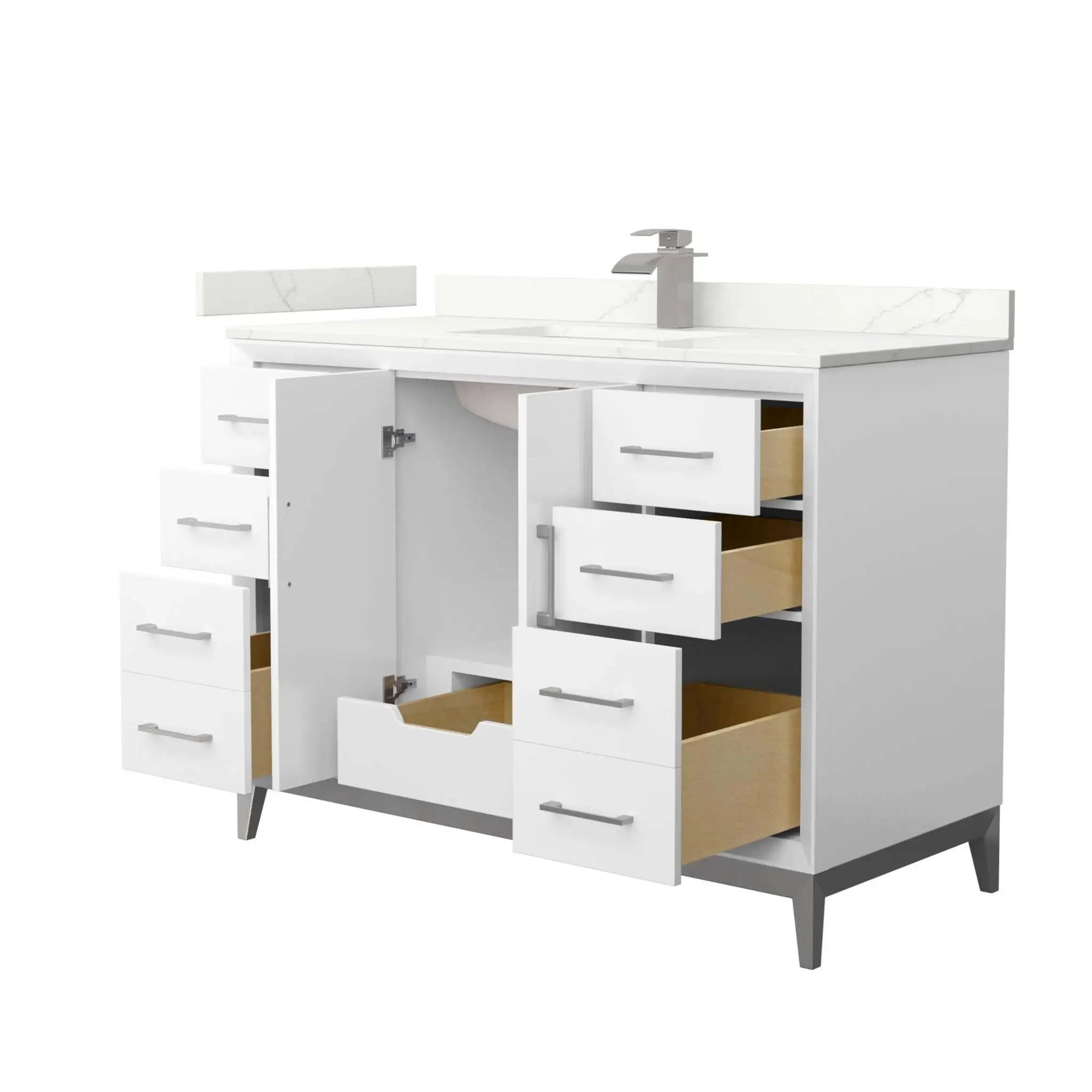 48" Amici Single Bathroom Vanity in White with Brushed Nickel Trim by Wyndham