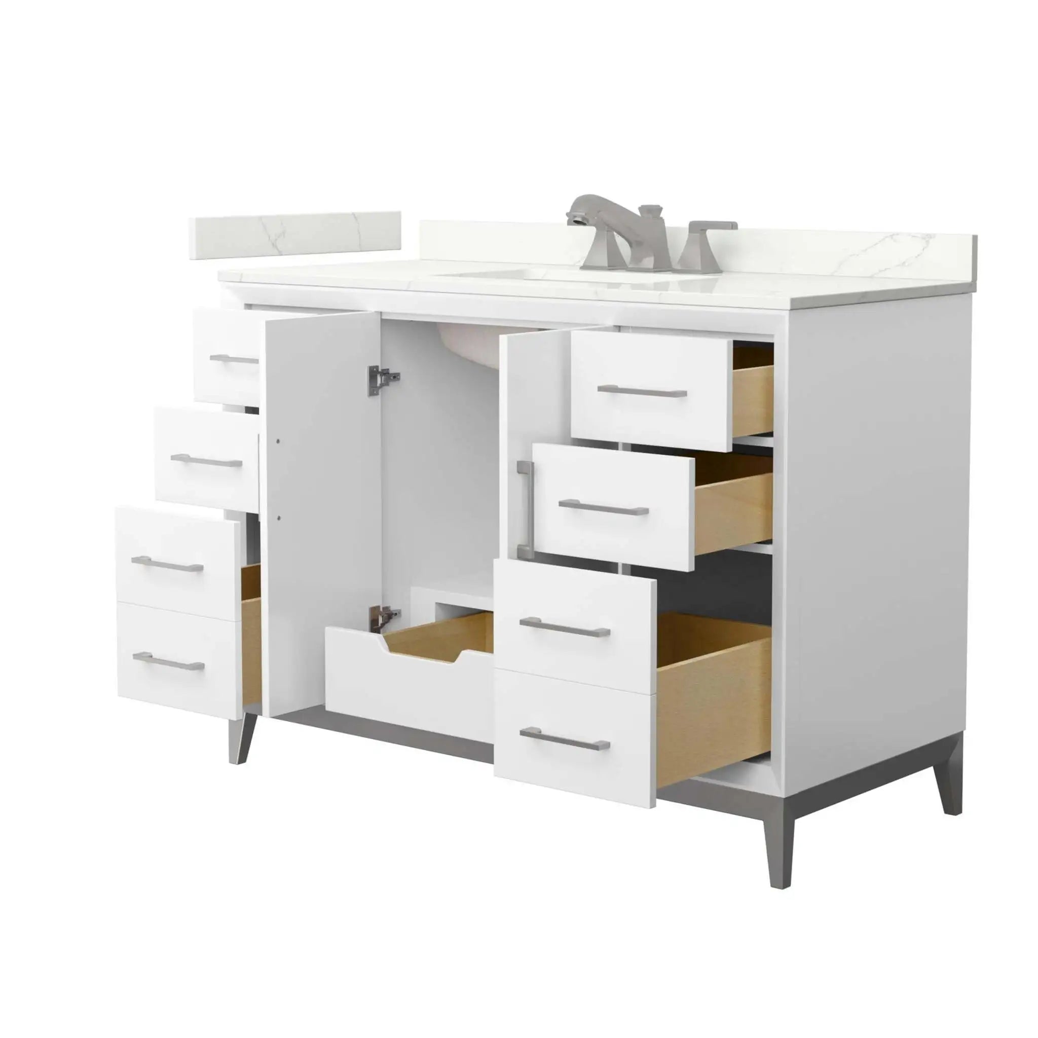48" Amici Single Bathroom Vanity in White with Brushed Nickel Trim by Wyndham