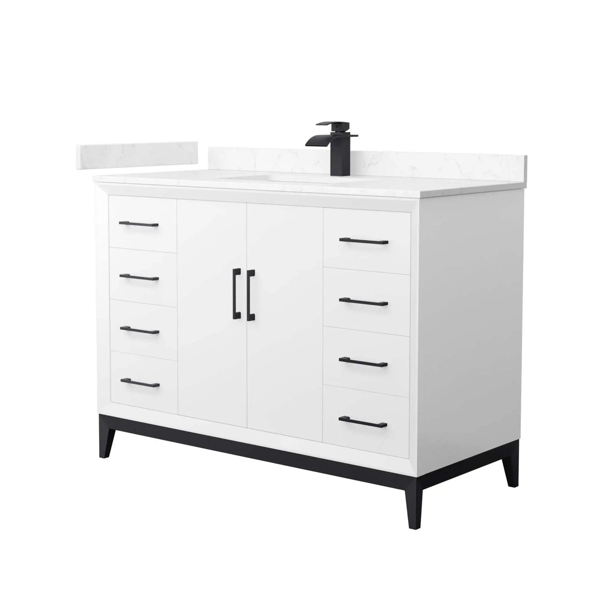 48" Amici Single Bathroom Vanity in White with Matte Black Trim by Wyndham